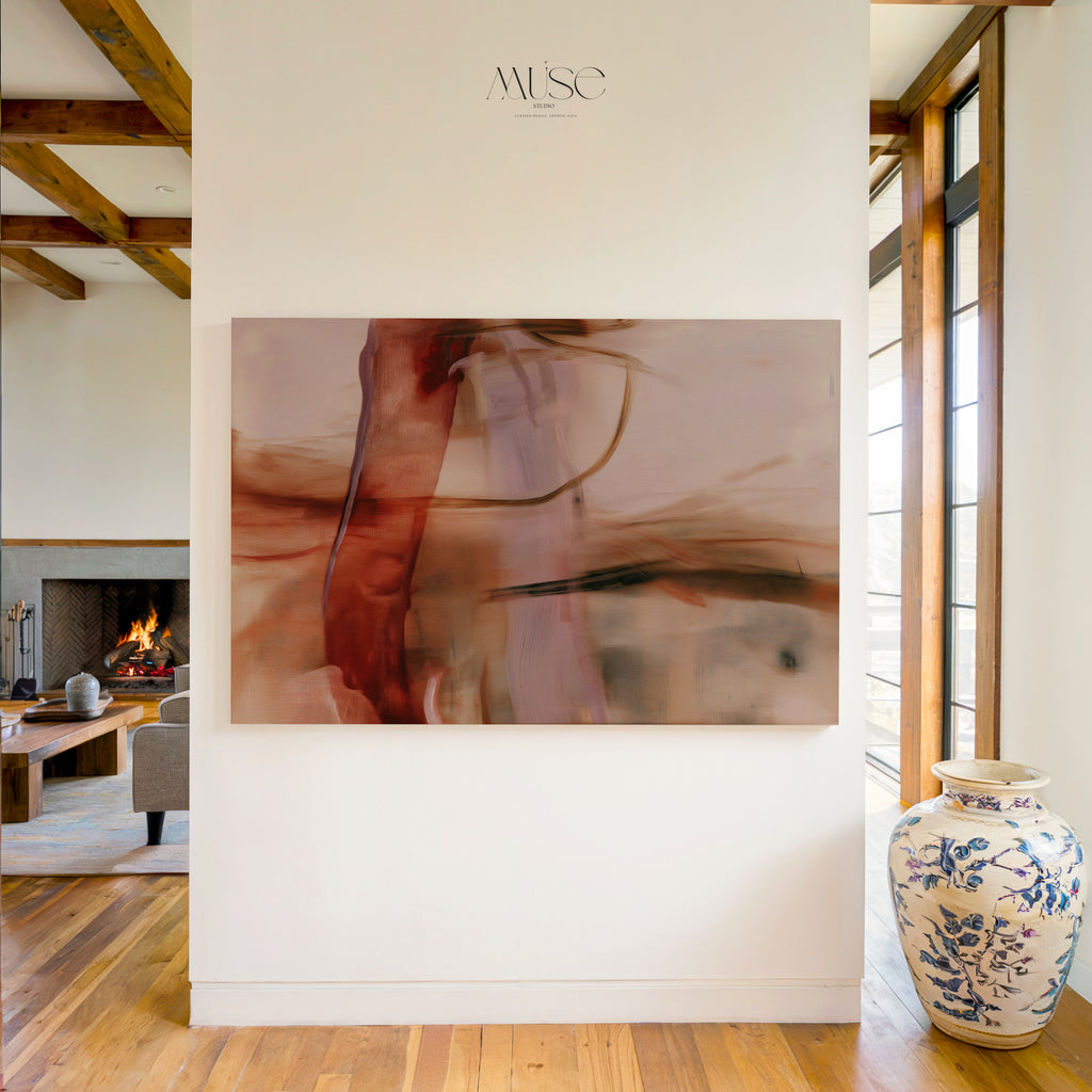 Modern Abstract Canvas Wall Art – Large Horizontal Organic Modern, Japandi & Earthy Minimalist Decor | Quiet Passage No. 1161