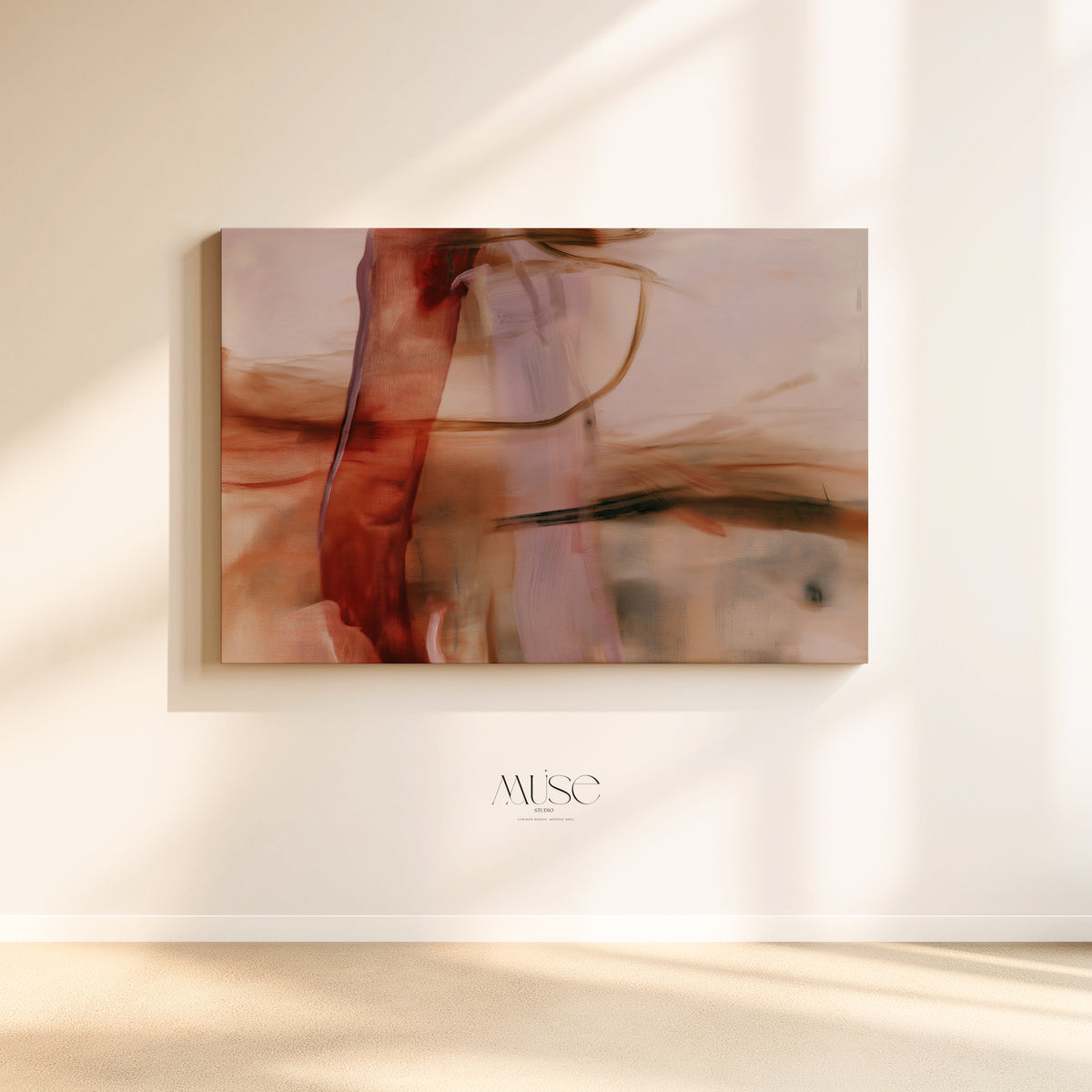 Modern Abstract Canvas Wall Art – Large Horizontal Organic Modern, Japandi & Earthy Minimalist Decor | Quiet Passage No. 1161