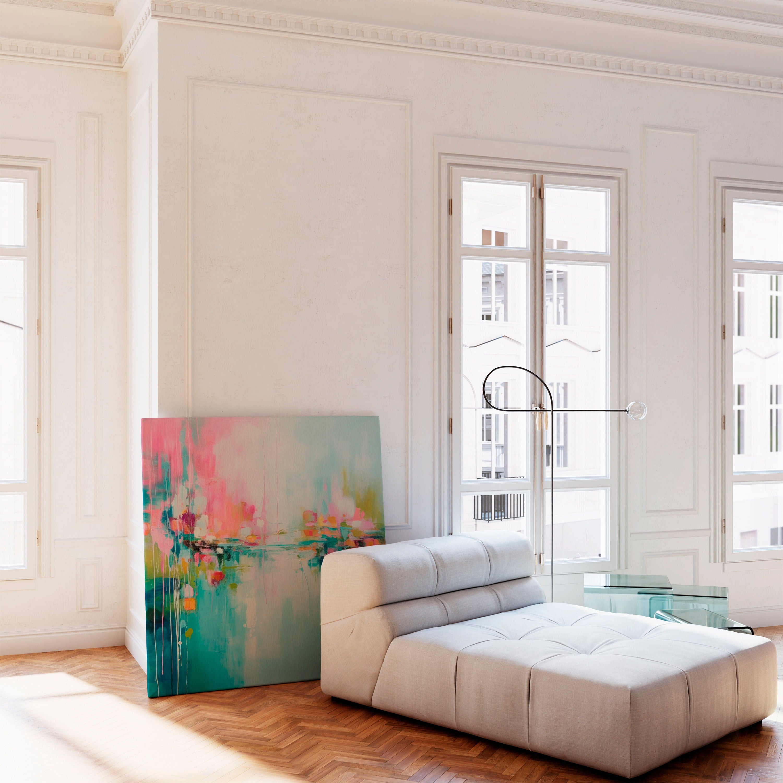 Wall art, abstract painting, large canvas art, giclee print, modern abstract art, art print, Teal Pink abstract art