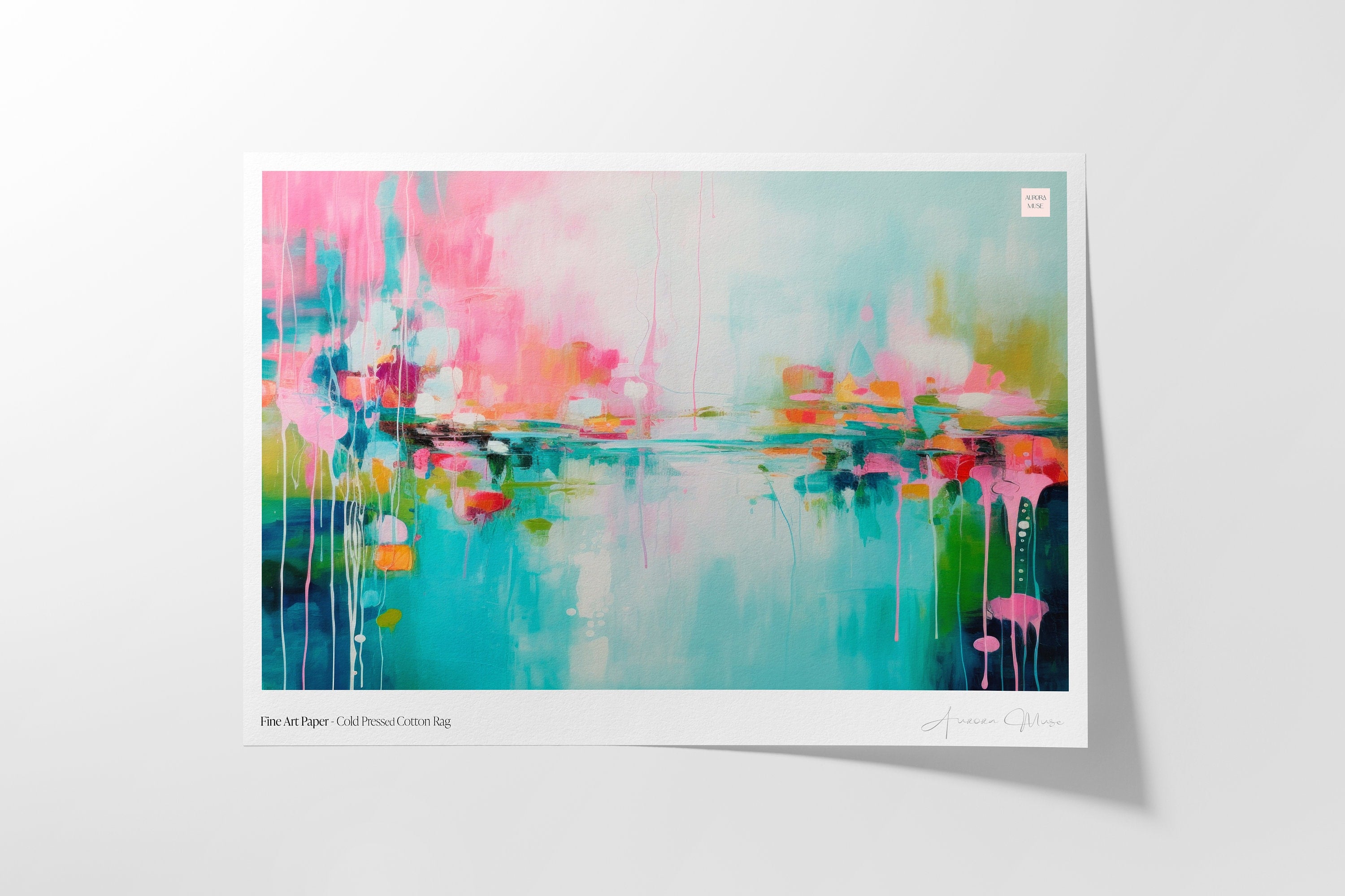 Colorful Modern Wall Art | Abstract Painting | Colorful Art Prints | Teal and Pink | Large Canvas Wall Art | Aurora Muse 204