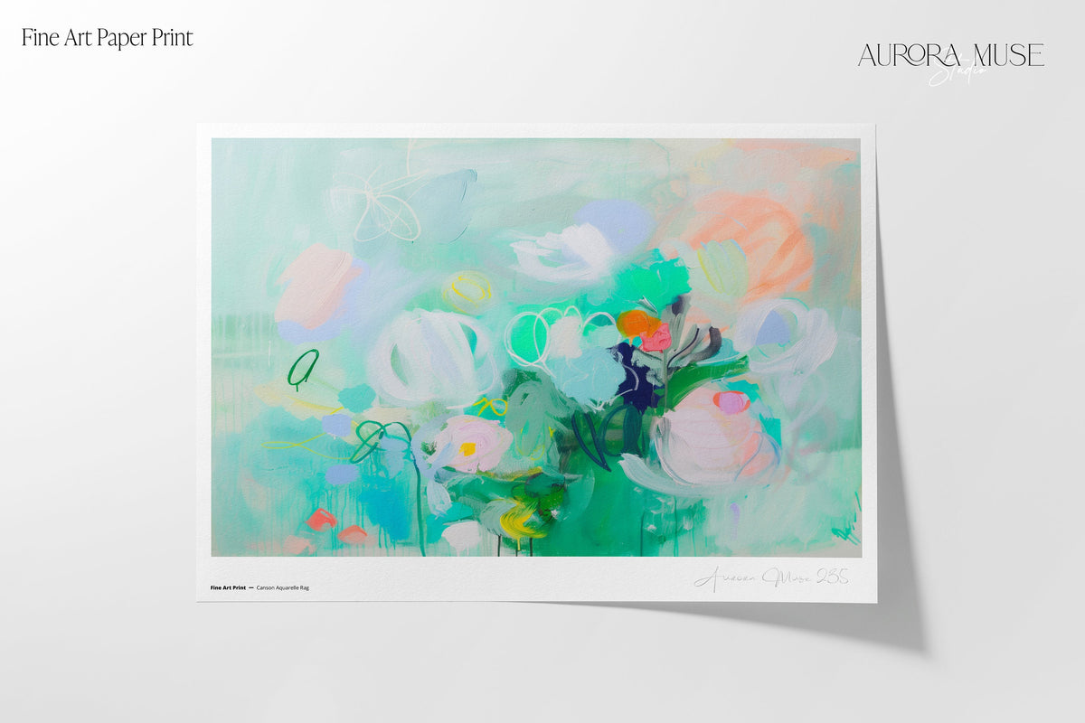 Colorful Modern Art, Teal & Green Contemporary Design, Large Abstract Original Canvas Wall Art, Bright, Unique Retro Trendy Art Prints