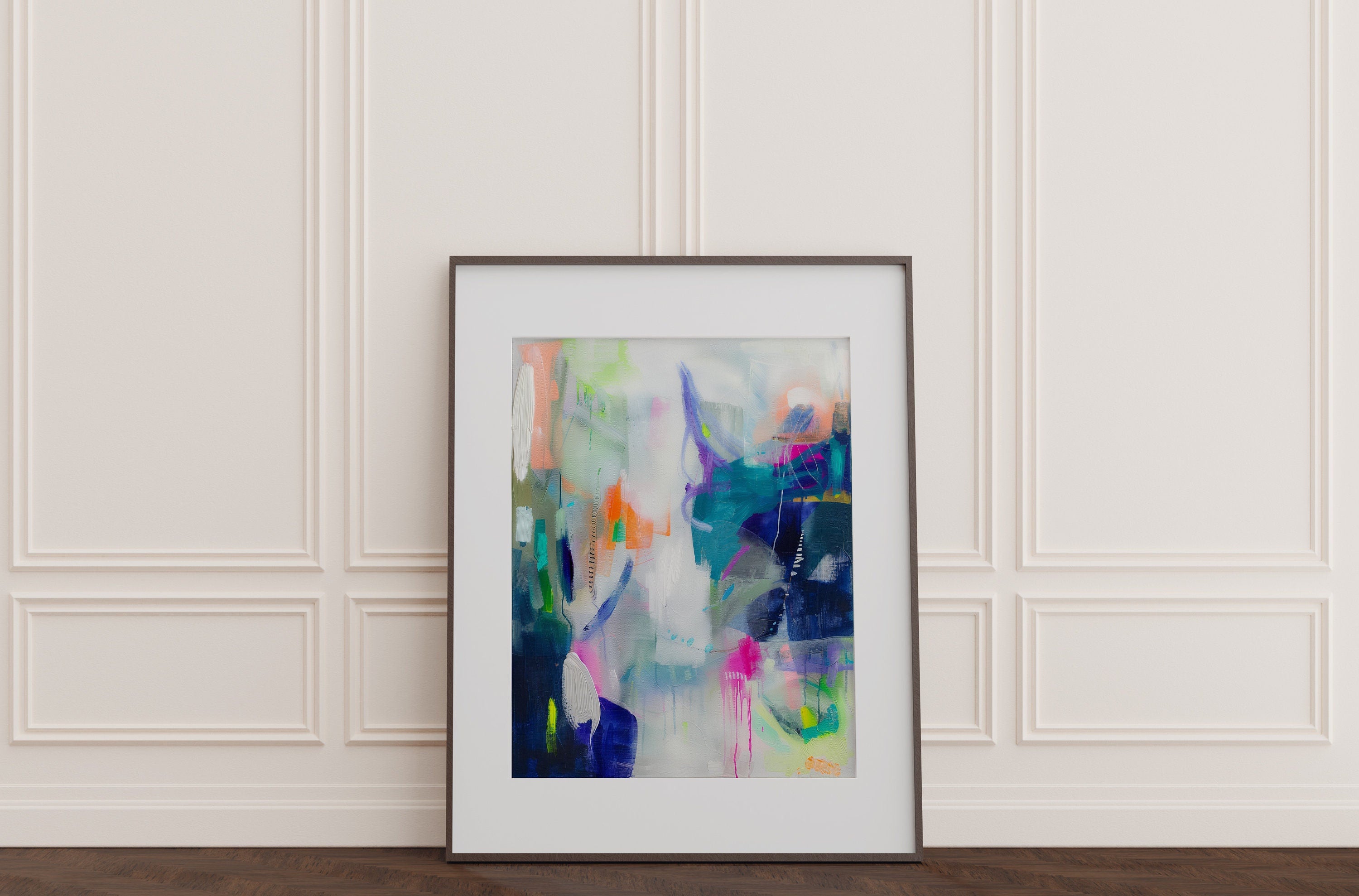 Large Art Print, Colorful Abstract Painting, Large Textured Art Gift with Green Pink, Mint, Blue, Colorful Home Decor Art | Aurora Muse 250