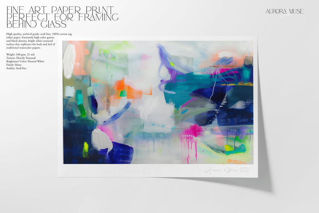 Large Art Print, Colorful Abstract Painting, Large Textured Art Gift with Green Pink, Mint, Blue, Colorful Home Decor Art | Aurora Muse 250