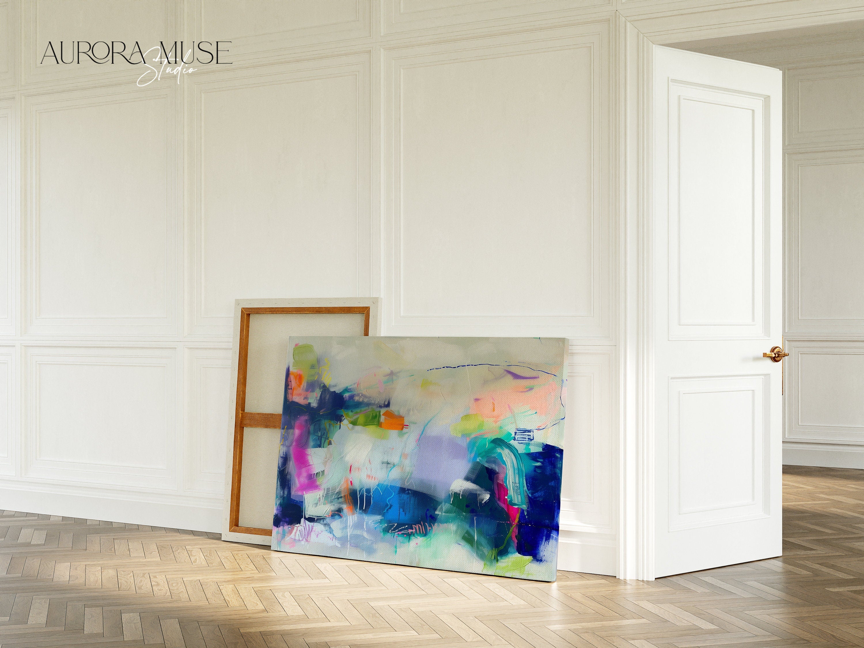 Modern Abstract Canvas Prints - Large Framed Wall Art Decor - Bright Cheerful Colorful Canvas Art for Home & Office Decor | Aurora Muse 248