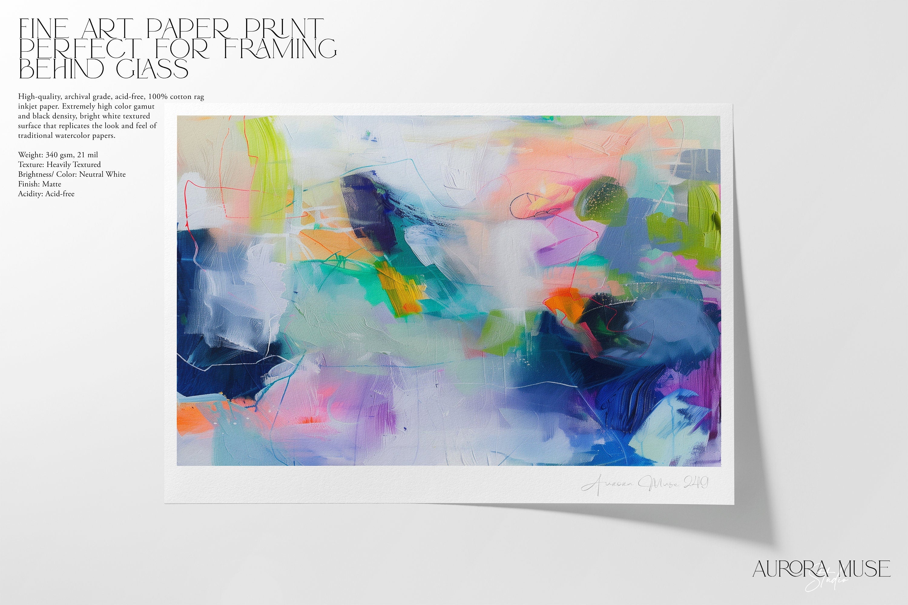 Colorful Modern Wall Art, Bright Abstract Art Prints, Multicolored Original Art, Large Canvas Wall Art | Aurora Muse 249