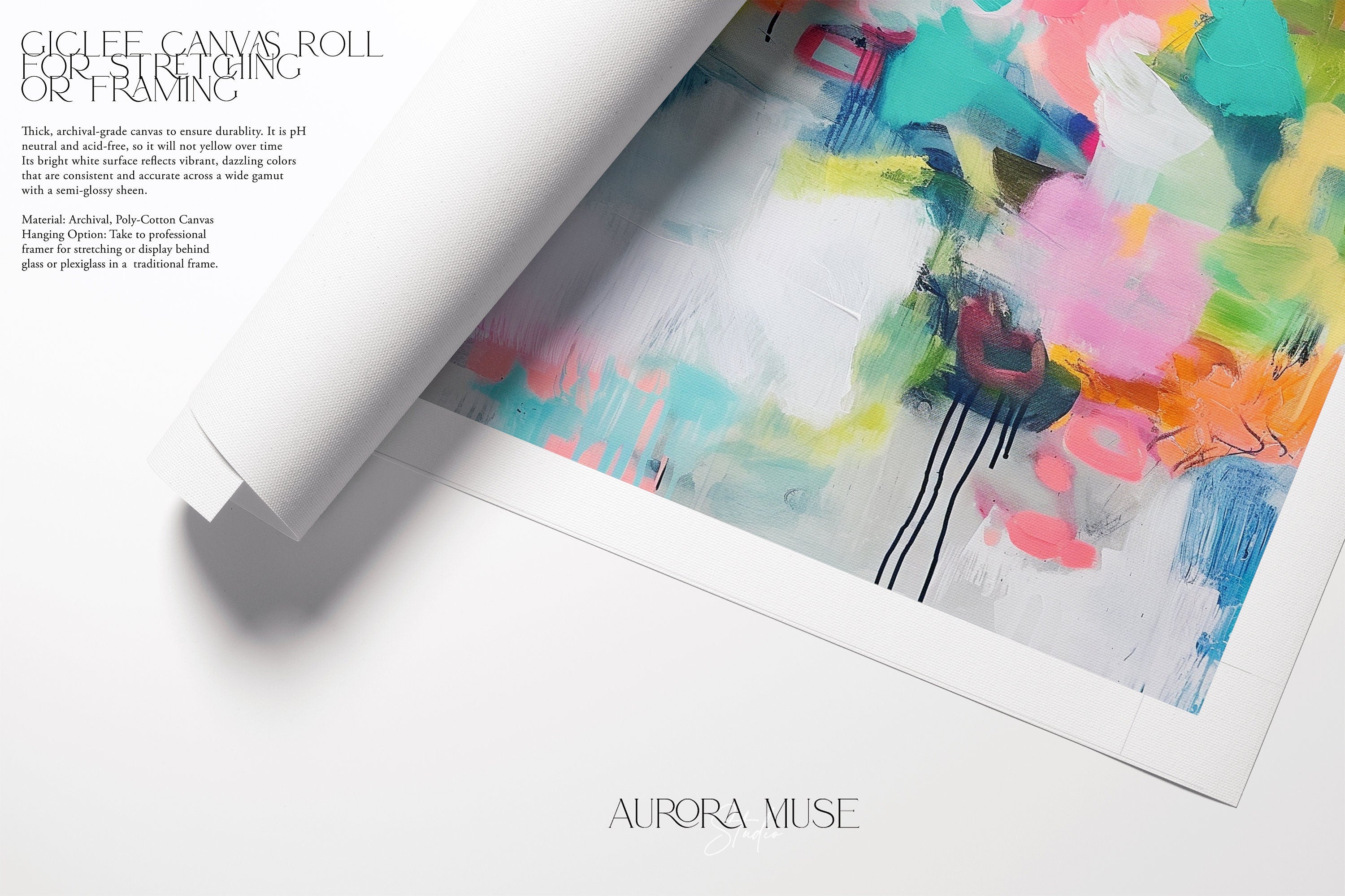 Vertical Pink and Teal Abstract Home Decor: Colorful Modern Wall Art, Large Framed Canvas Art Nursery & Kids Room | Aurora Muse 255