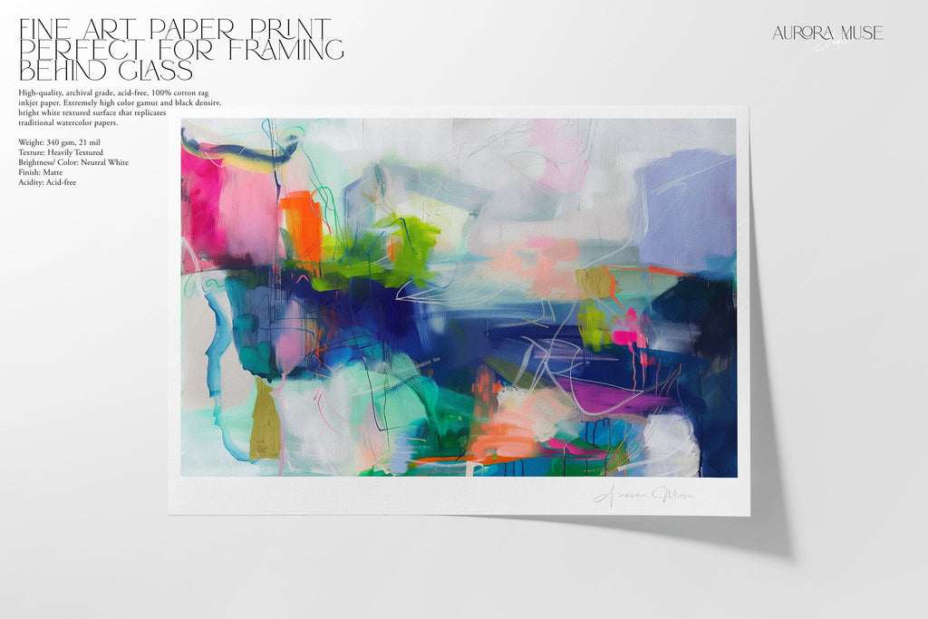 Indigo Blue + Pink Colorful Modern Wall Art, Abstract Painting Art Prints, Multicolor Original Art, Large Canvas Boho Art | Aurora Muse 247