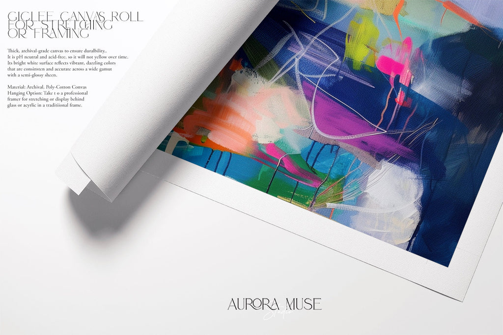 Indigo Blue + Pink Colorful Modern Wall Art, Abstract Painting Art Prints, Multicolor Original Art, Large Canvas Boho Art | Aurora Muse 247