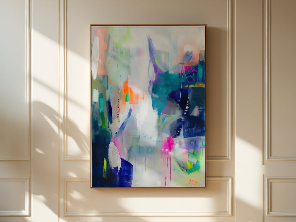 Abstract painting colorful Print, Blue Canvas Print, Colorful Painting Print, Extra Large Abstract Wall Art Print, Large Art Print | 250