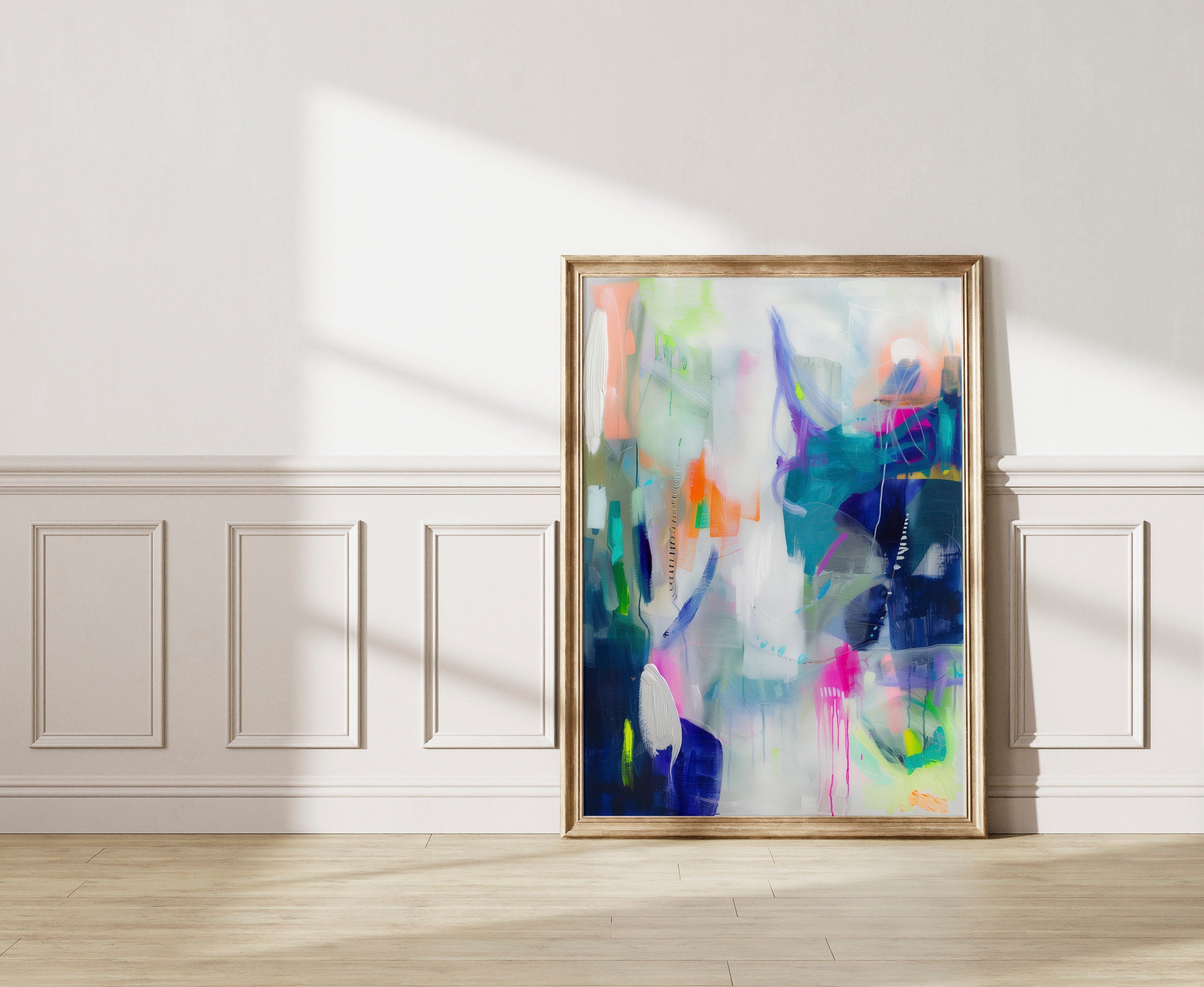 Large Art Print, Colorful Abstract Painting, Large Textured Art Gift with Green Pink, Mint, Blue, Colorful Home Decor Art | Aurora Muse 250