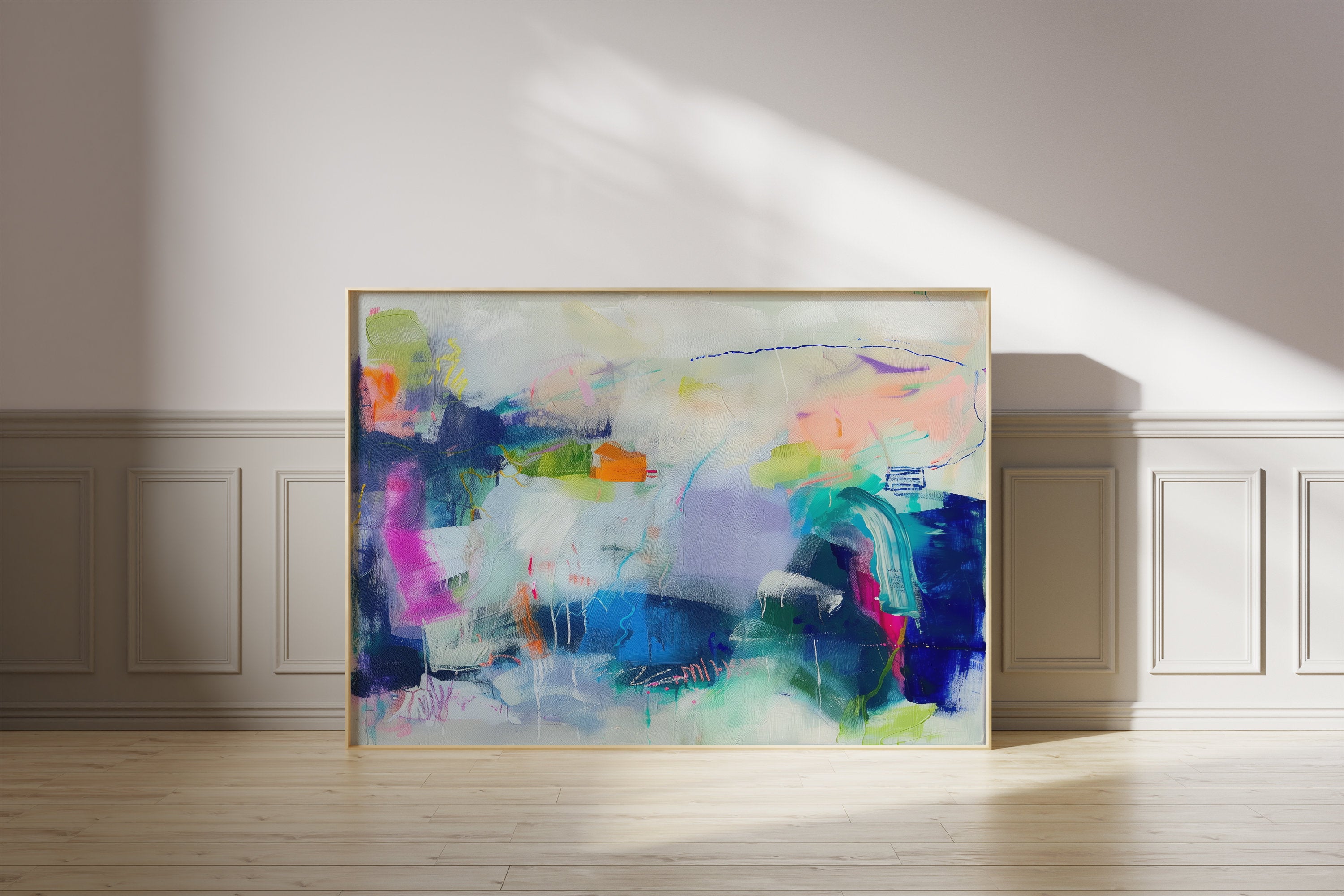 Modern Abstract Canvas Prints - Large Framed Wall Art Decor - Bright Cheerful Colorful Canvas Art for Home & Office Decor | Aurora Muse 248