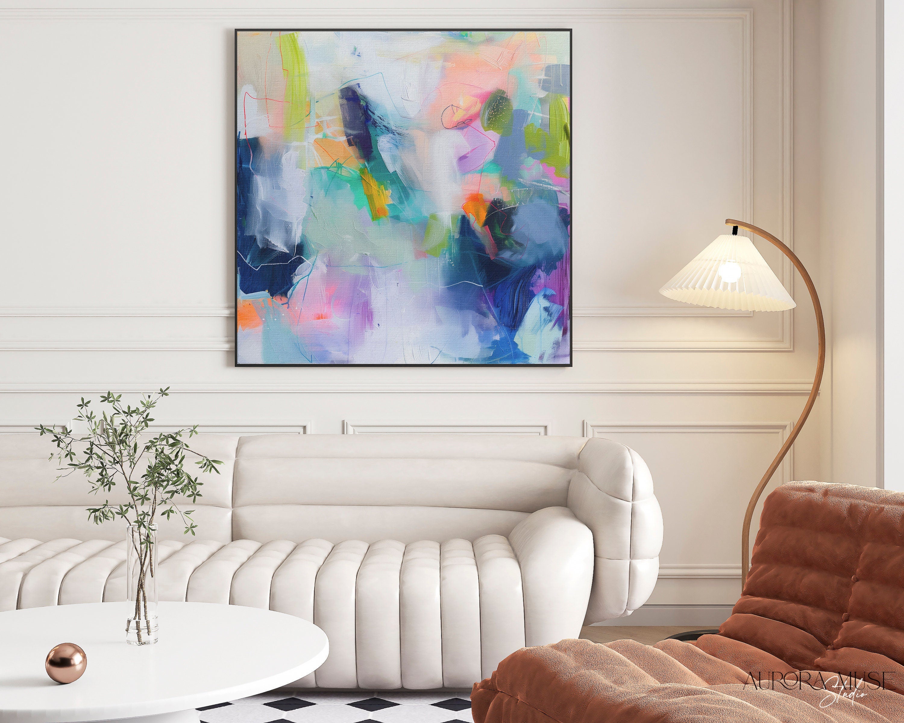 Colorful Modern Wall Art, Bright Abstract Art Prints, Multicolored Original Art, Large Canvas Wall Art | Aurora Muse 249