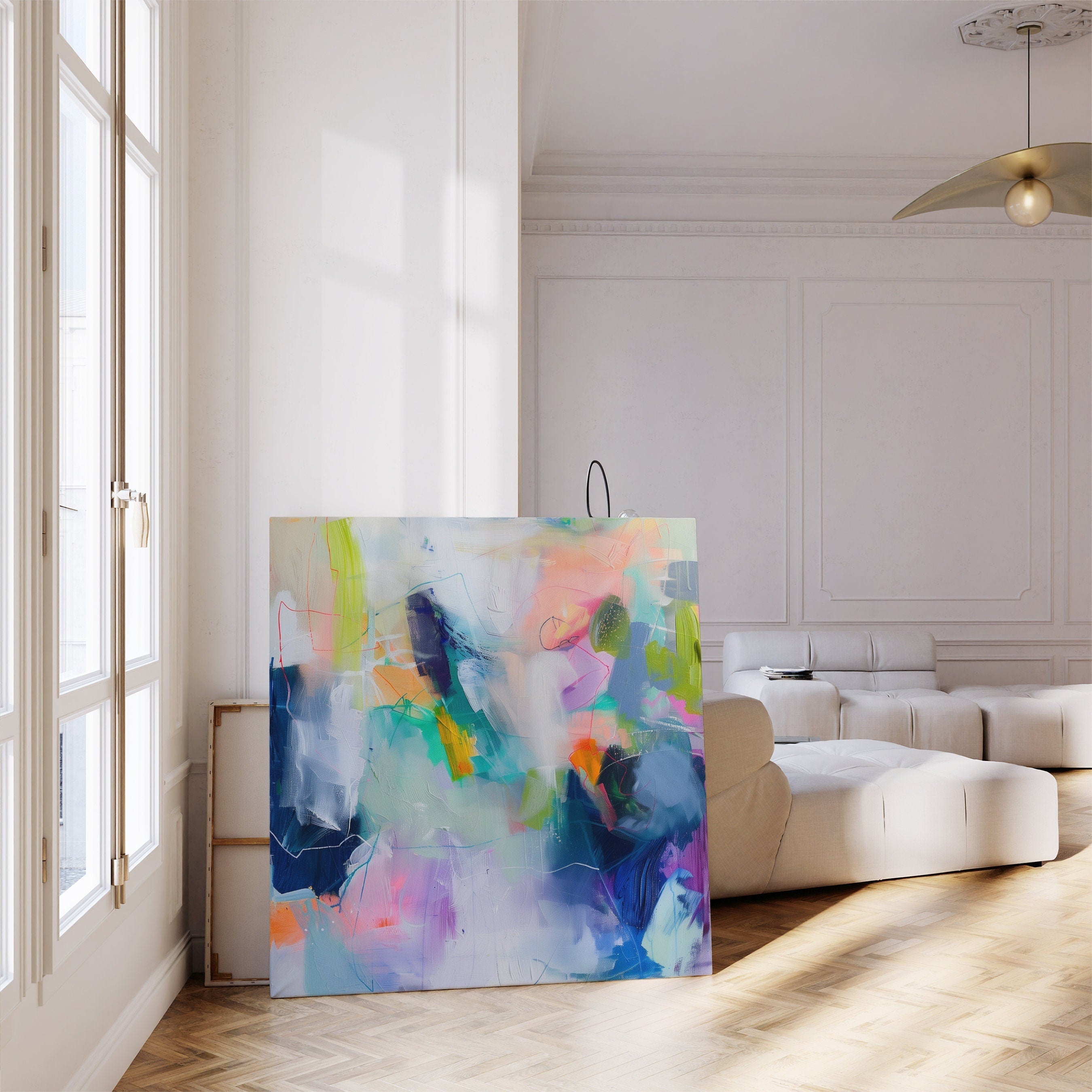 Colorful Modern Wall Art, Bright Abstract Art Prints, Multicolored Original Art, Large Canvas Wall Art | Aurora Muse 249