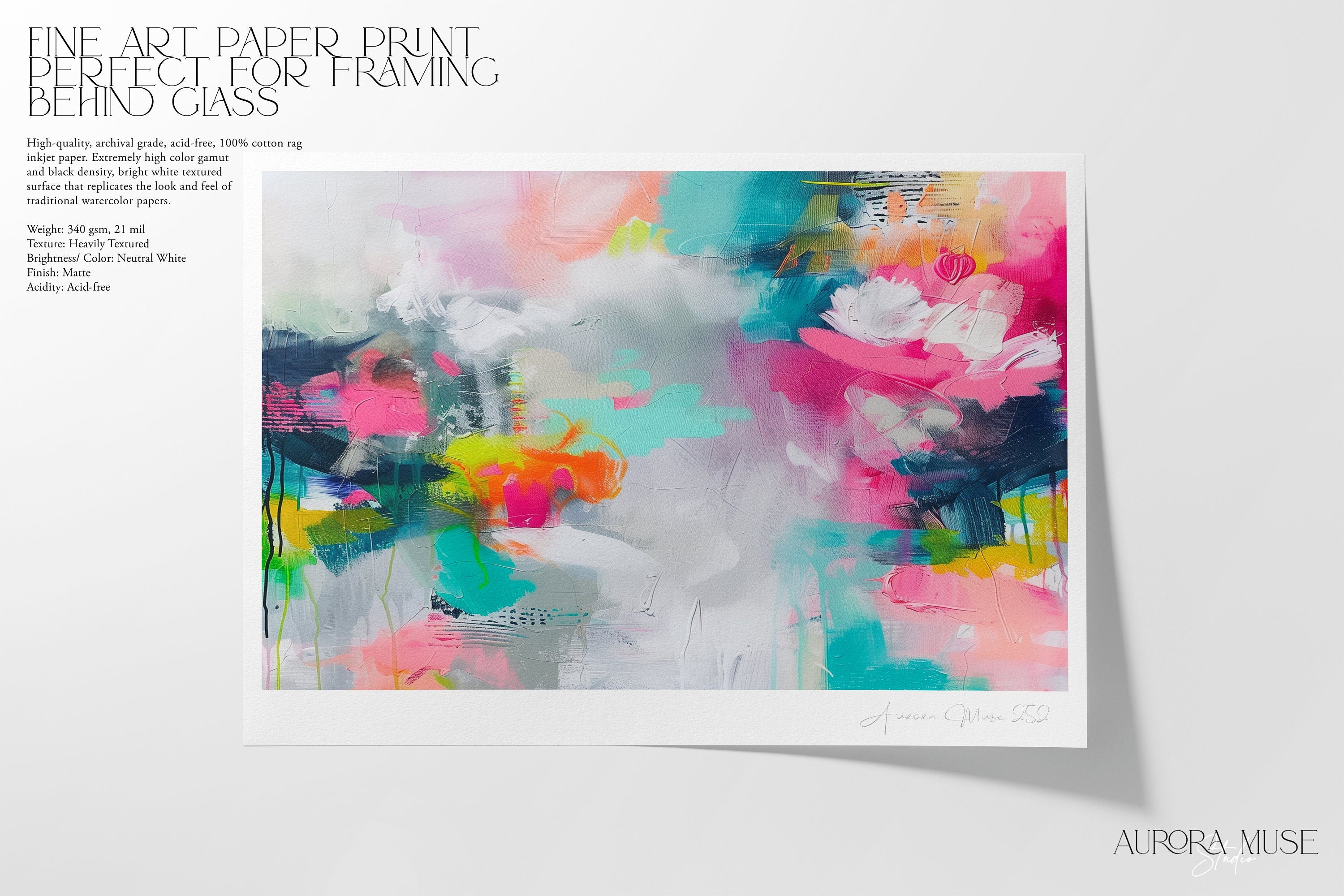 Vertical Pink and Teal Abstract Home Decor: Colorful Modern Wall Art, Large Framed Canvas Art Nursery & Kids Room | Aurora Muse 255