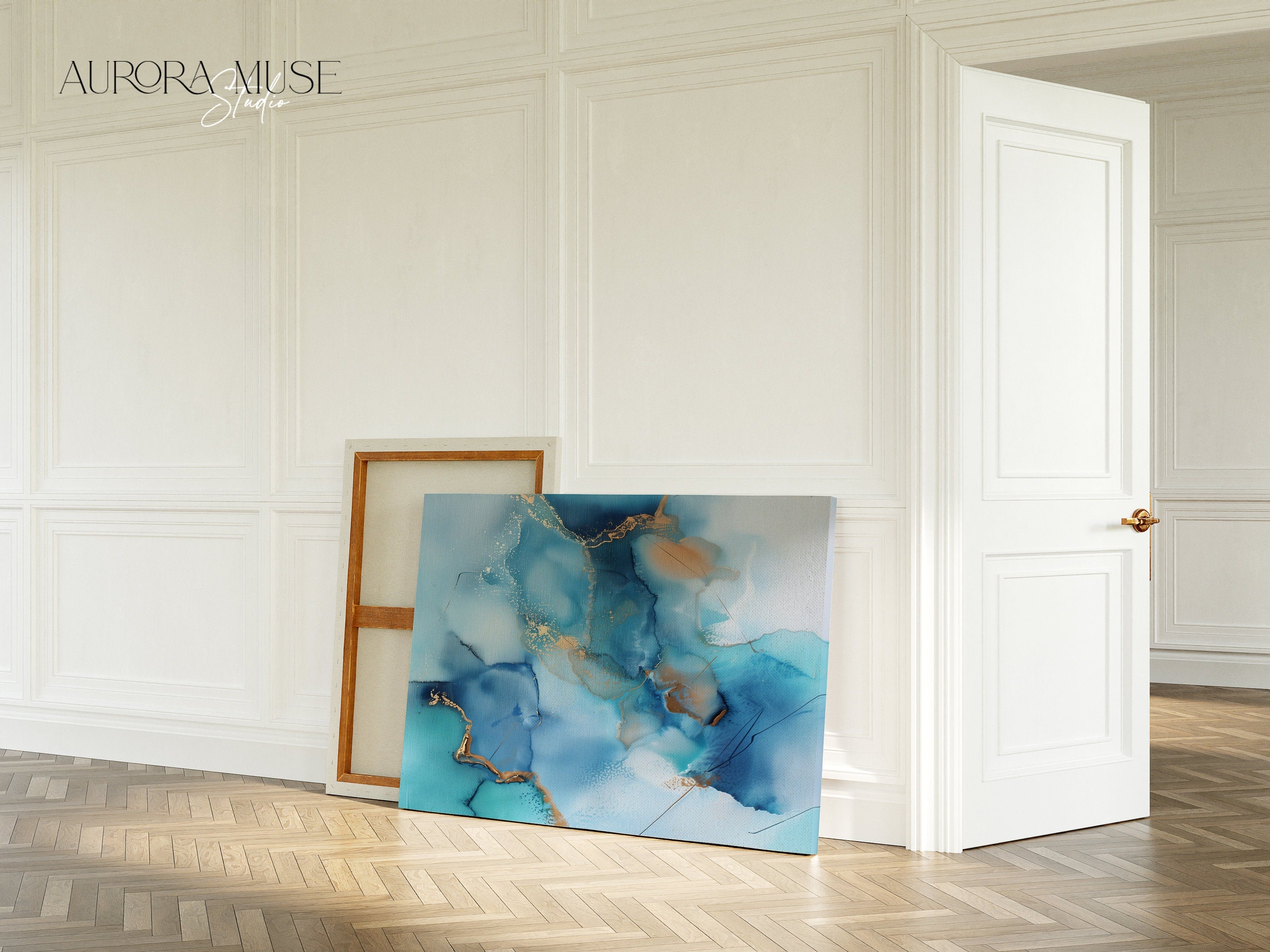 Blue Wall Art, Large Framed Wall Art, Abstract Art, Art Print, Painting, Canvas Wall Art, Bedroom Wall Art, Oversized | Aurora Muse 278