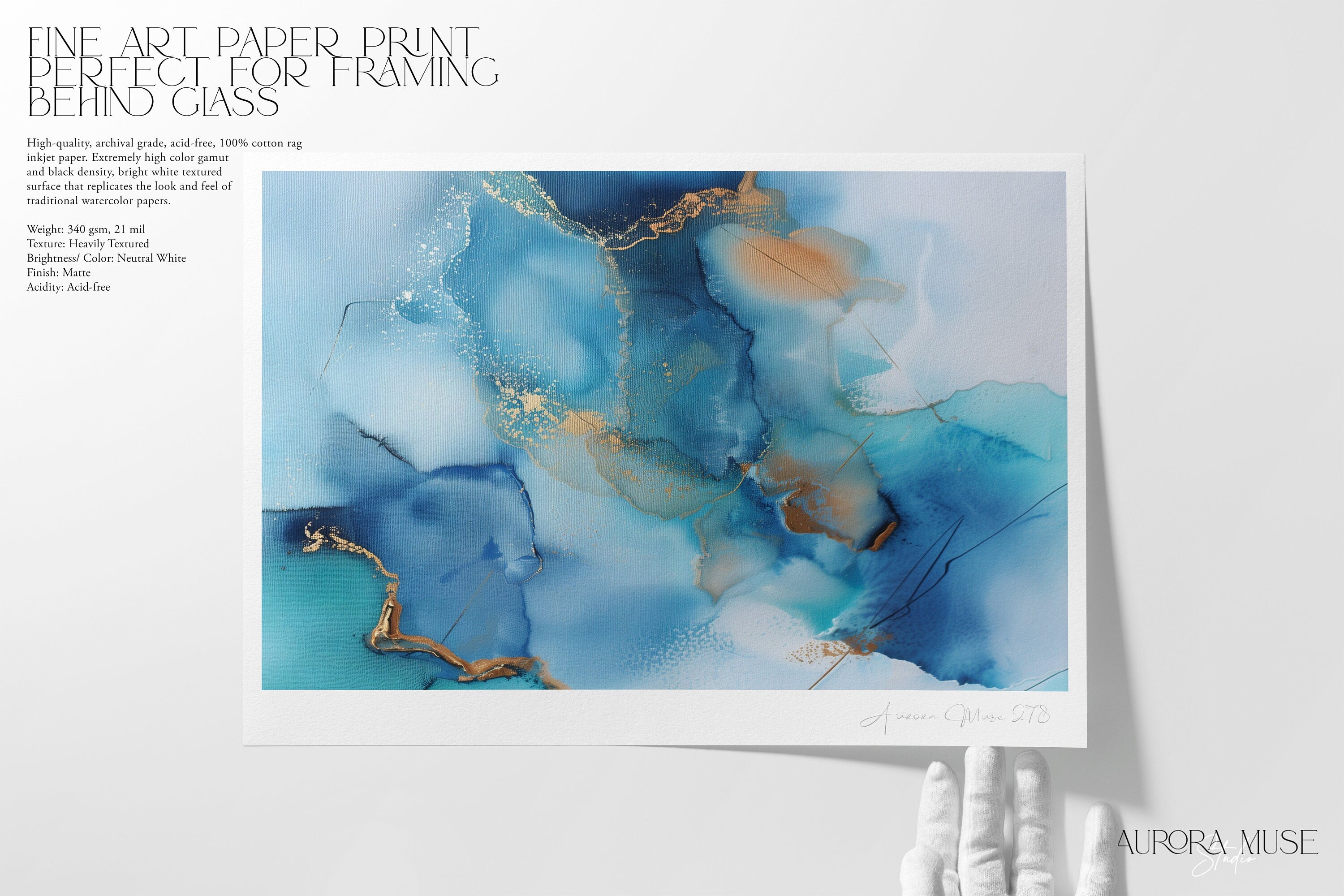 Blue Wall Art, Large Framed Wall Art, Abstract Art, Art Print, Painting, Canvas Wall Art, Bedroom Wall Art, Oversized | Aurora Muse 278