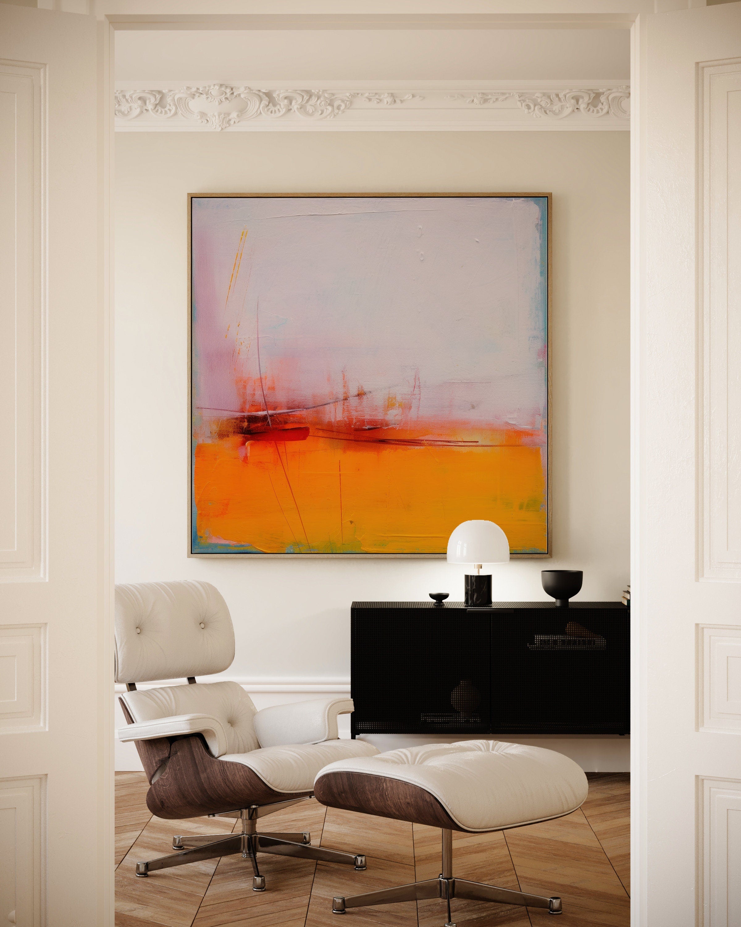 Pink and Orange Abstract Art - Maximalist Modern Wall Art Prints on Large Boho Canvas, Trendy Aesthetic Colorful Art | Aurora Muse 108