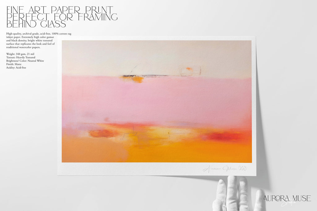 Wall art, abstract painting, large canvas art, giclee print, modern abstract art, art print, pink orange abstract art | Aurora Muse 068