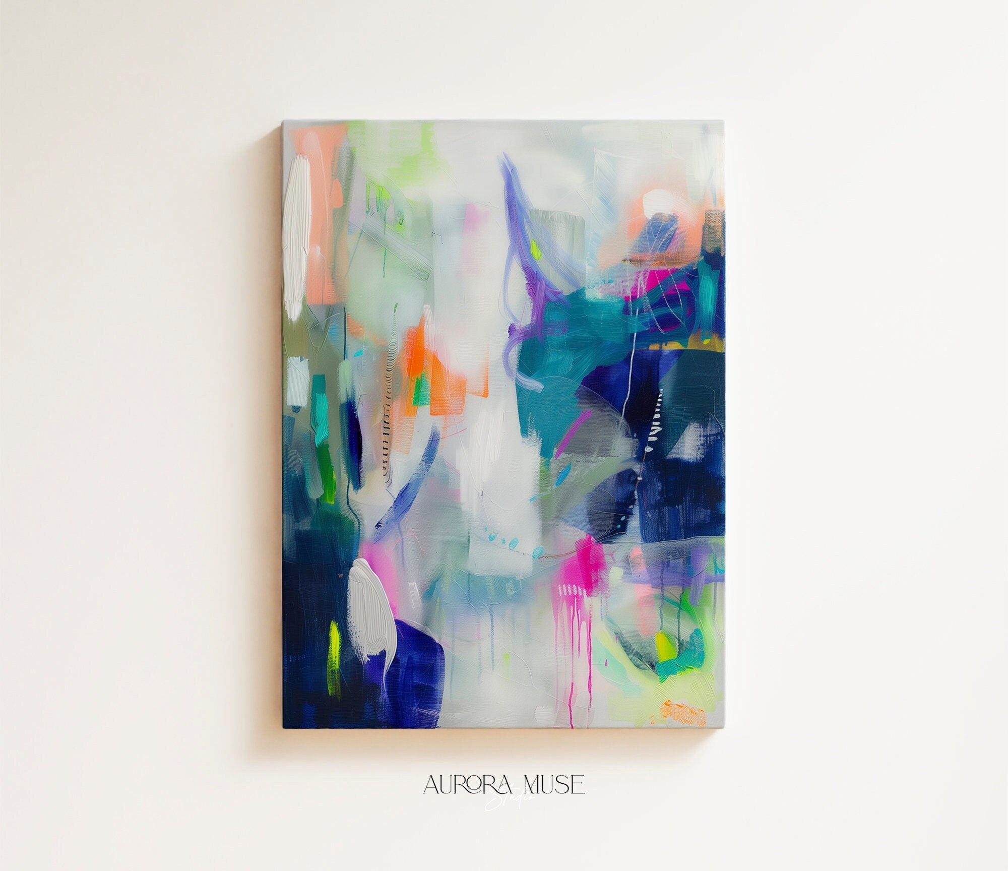 Abstract painting colorful Print, Blue Canvas Print, Colorful Painting Print, Extra Large Abstract Wall Art Print, Large Art Print | 250