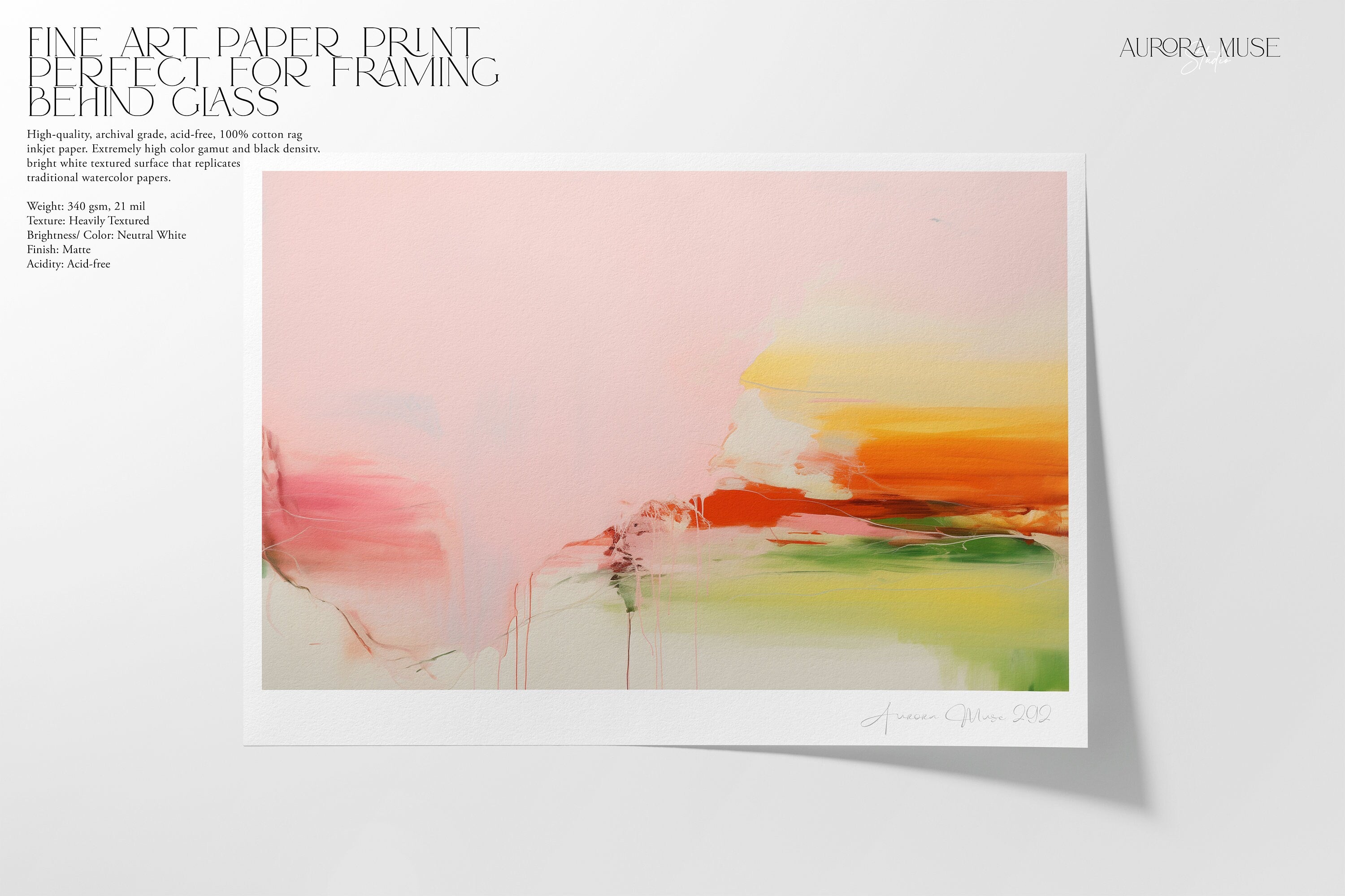 Framed Wall Art | Abstract Painting | Colorful Giclee Canvas Print | Large canvas art |  Modern pink & green Abstract art | 292