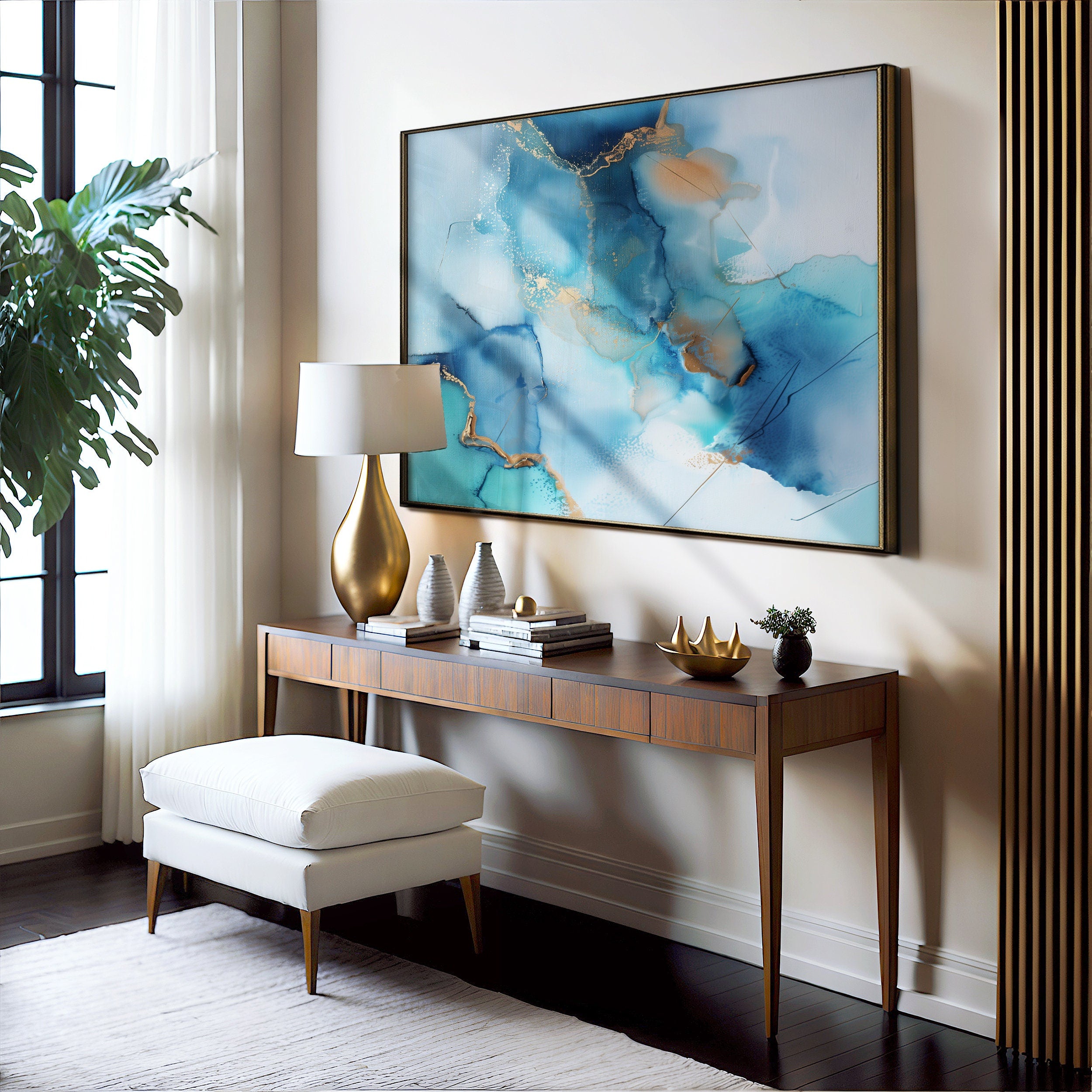 Blue Wall Art, Large Framed Wall Art, Abstract Art, Art Print, Painting, Canvas Wall Art, Bedroom Wall Art, Oversized | Aurora Muse 278