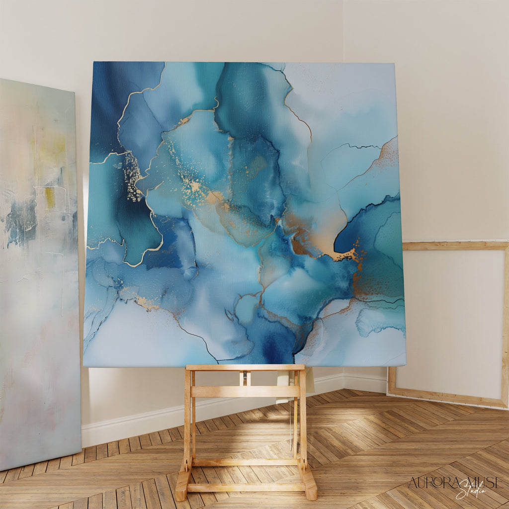 Large Abstract painting, colorful canvas, large abstract print blue painting, canvas painting, large art print, home gift | Aurora Muse 279