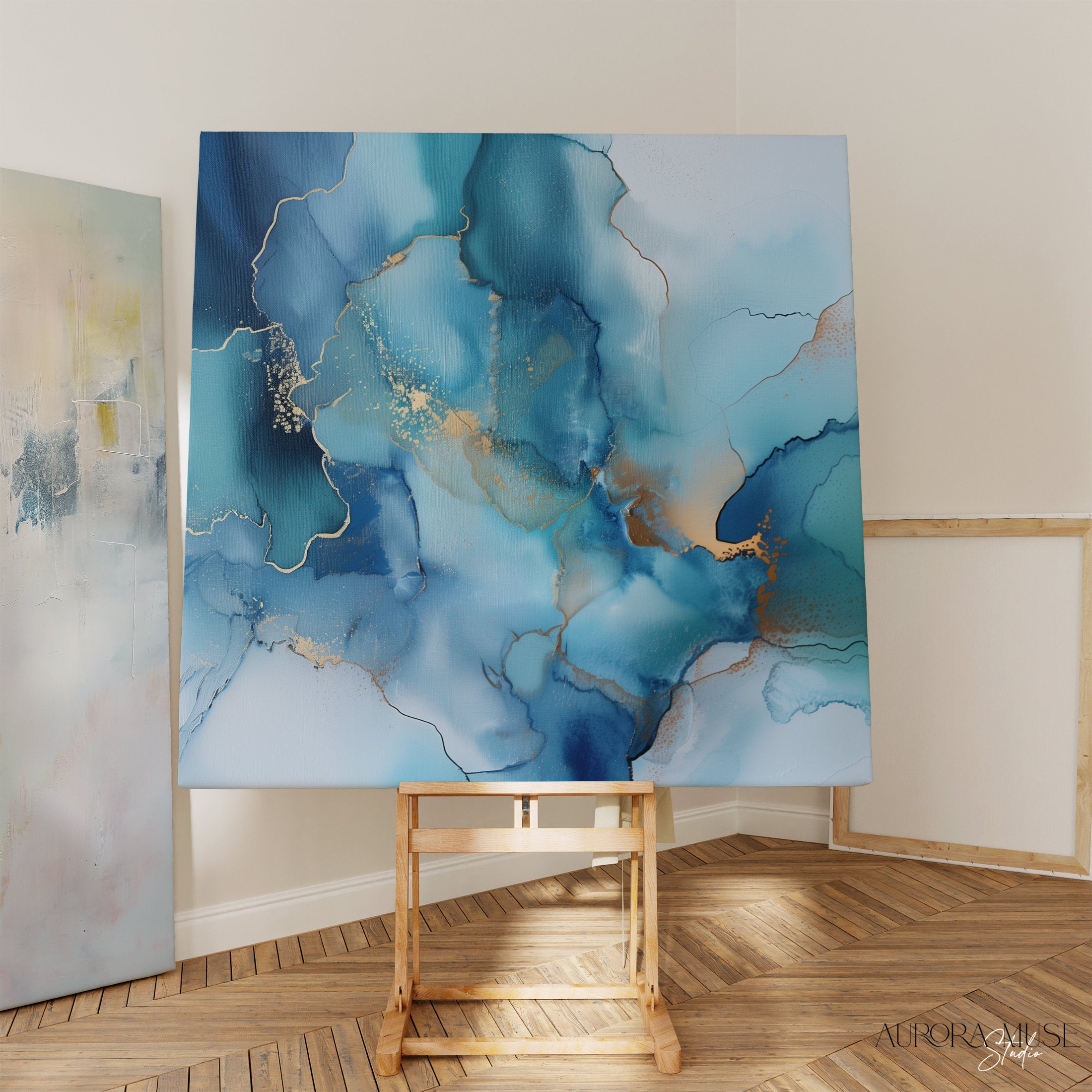 Large Abstract painting, colorful canvas, large abstract print blue painting, canvas painting, large art print, home gift | Aurora Muse 279
