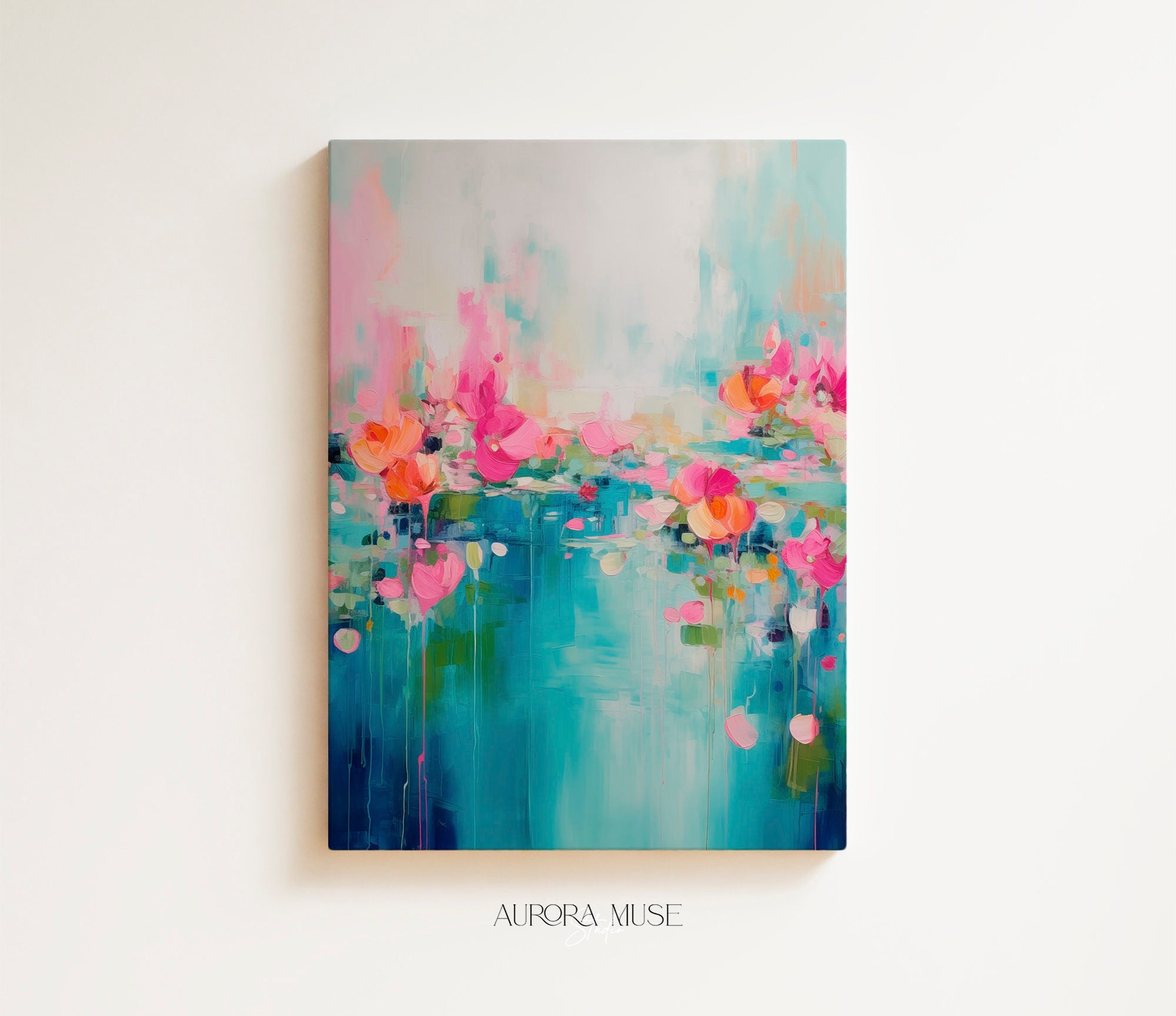 Framed Wall Art | Abstract Painting | Colorful Giclee Canvas Print | Large art Print, Gift for the Home, Pink Art | 001