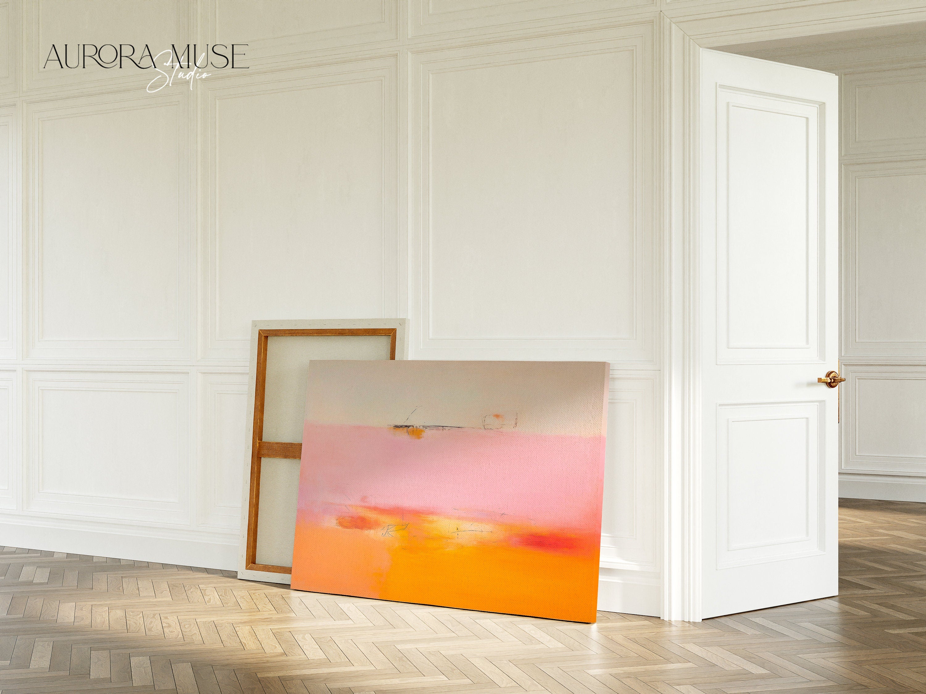 Large Abstract painting, colorful canvas, large abstract print, horizontal painting, pink canvas painting, large art print | Aurora Muse 068