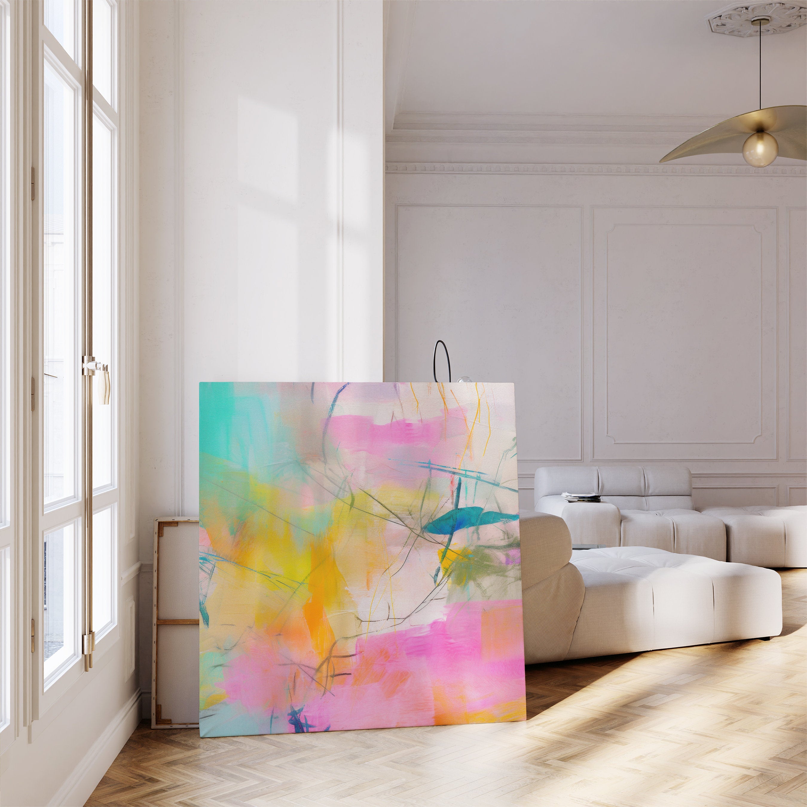 Wall art, abstract painting, large canvas art, giclee print, modern abstract art, art print, pink orange abstract art | Aurora Muse 005