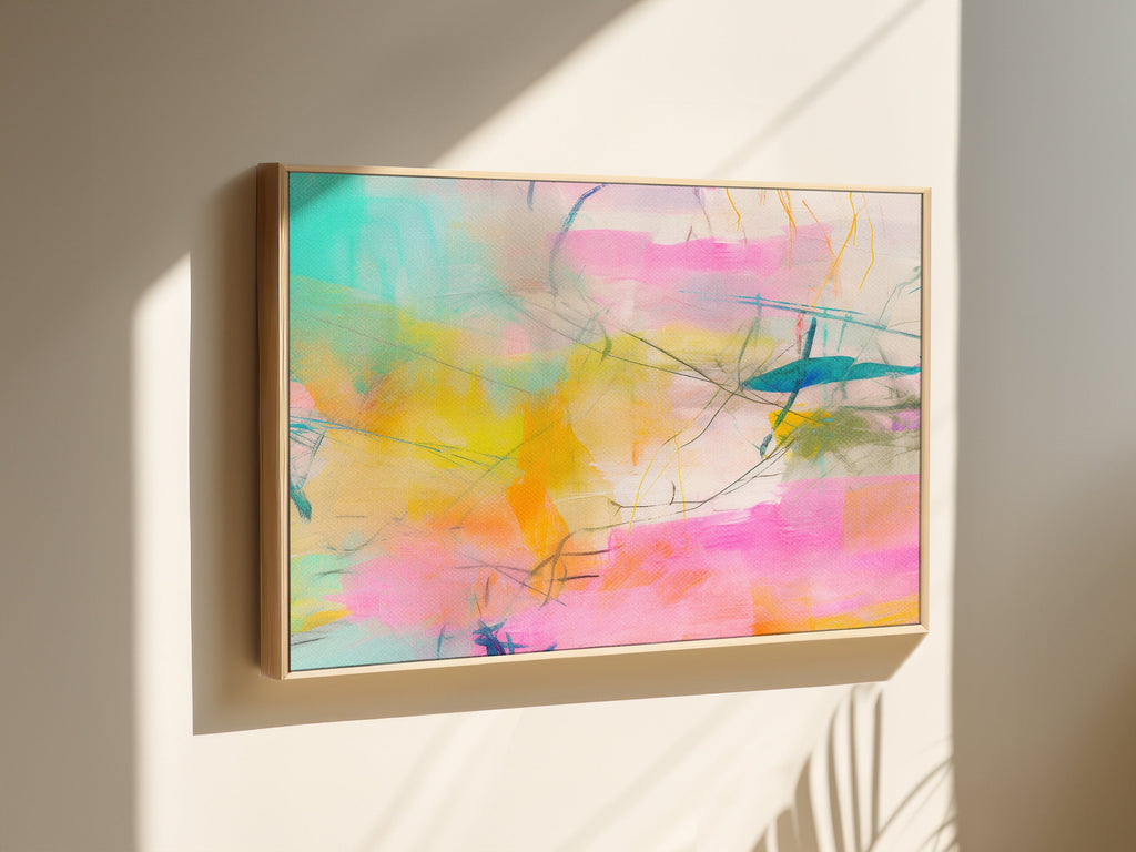 Wall art, abstract painting, large canvas art, giclee print, modern abstract art, art print, pink orange abstract art | Aurora Muse 005