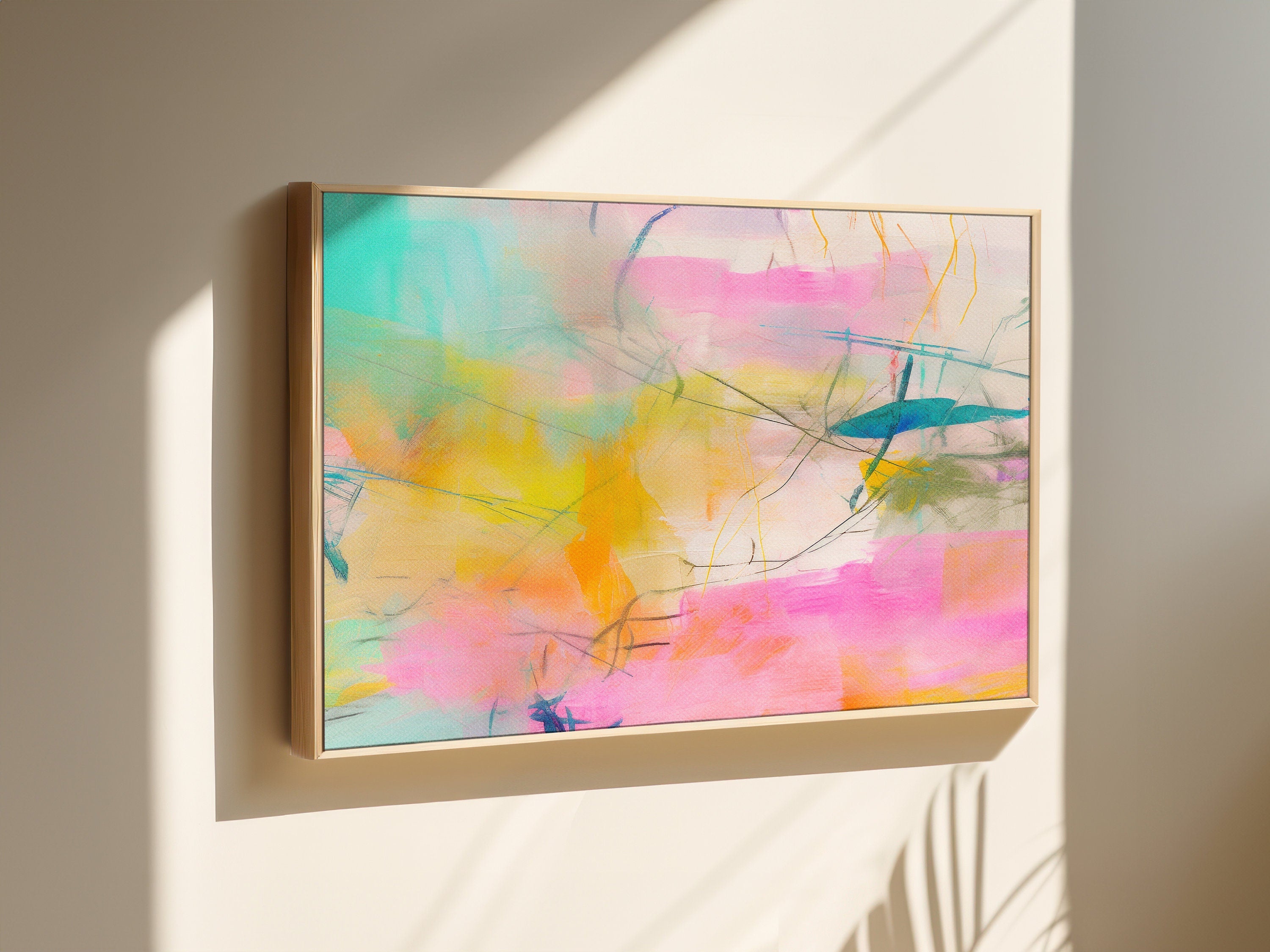 Wall art, abstract painting, large canvas art, giclee print, modern abstract art, art print, pink orange abstract art | Aurora Muse 005