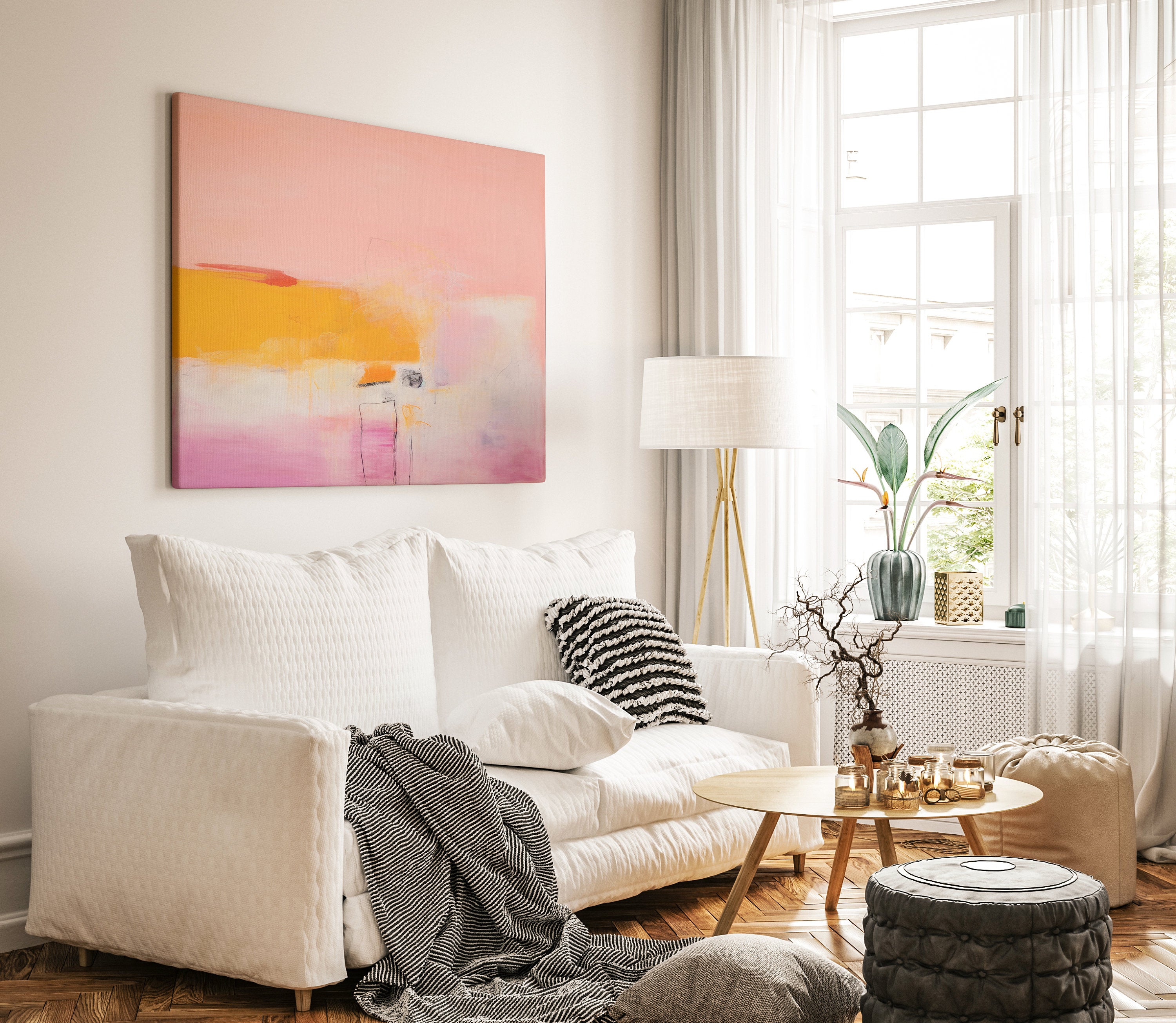 Wall art, abstract painting, large canvas art, giclee print, modern abstract art, art print, pink orange abstract art | Aurora Muse 070