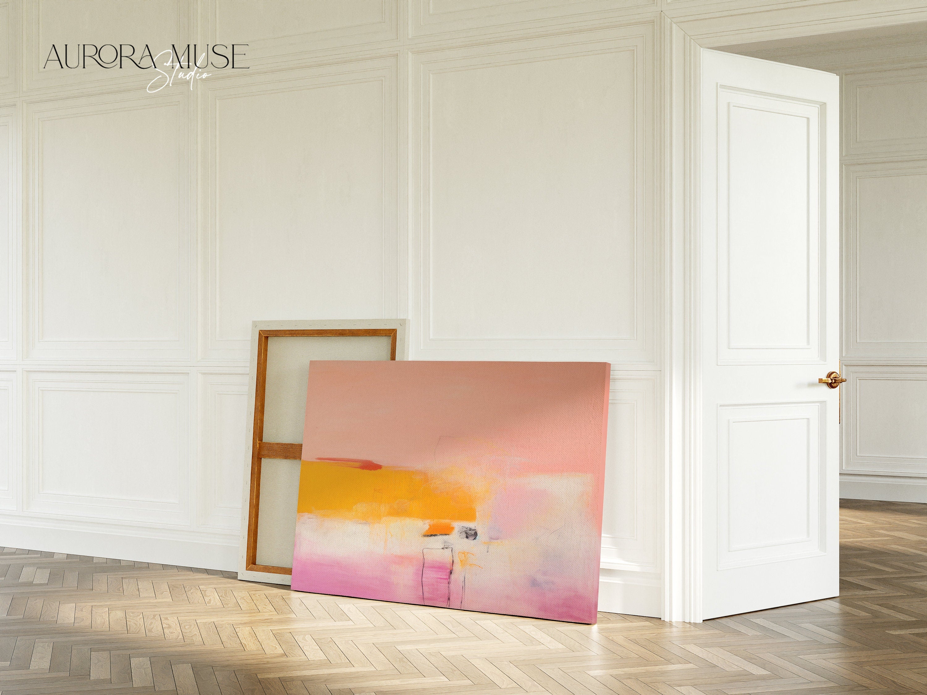 Wall art, abstract painting, large canvas art, giclee print, modern abstract art, art print, pink orange abstract art | Aurora Muse 070