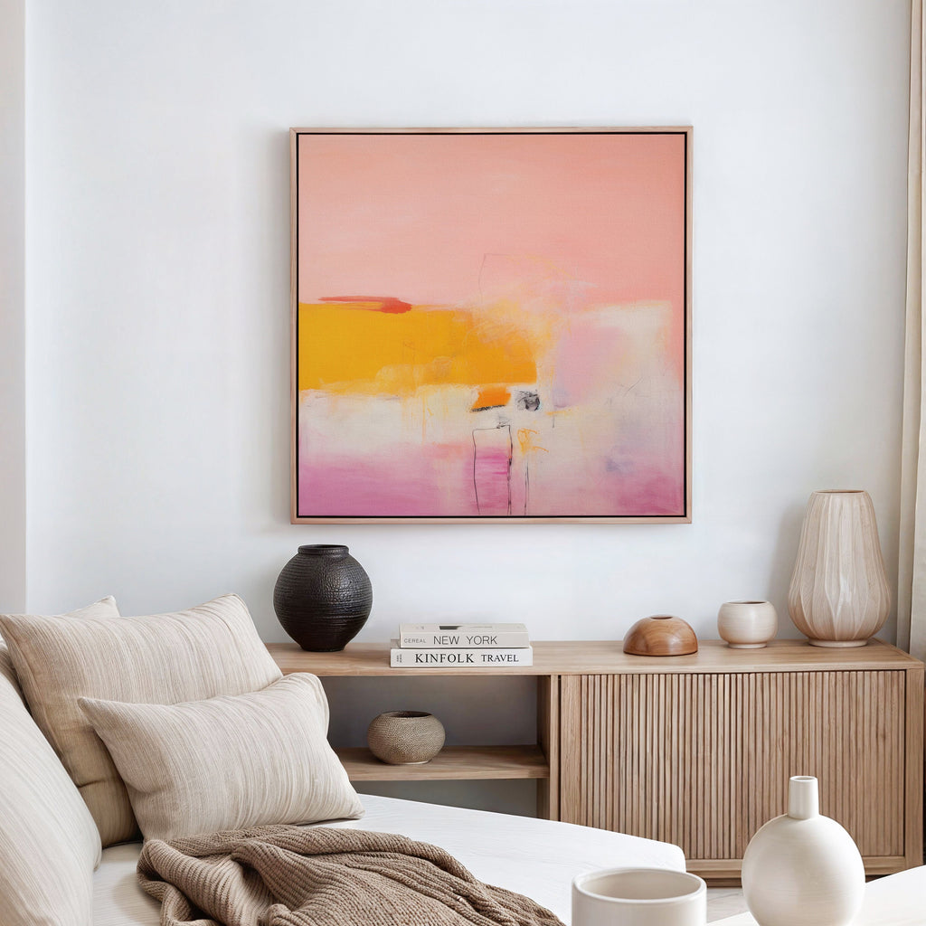 Wall art, abstract painting, large canvas art, giclee print, modern abstract art, art print, pink orange abstract art | Aurora Muse 070