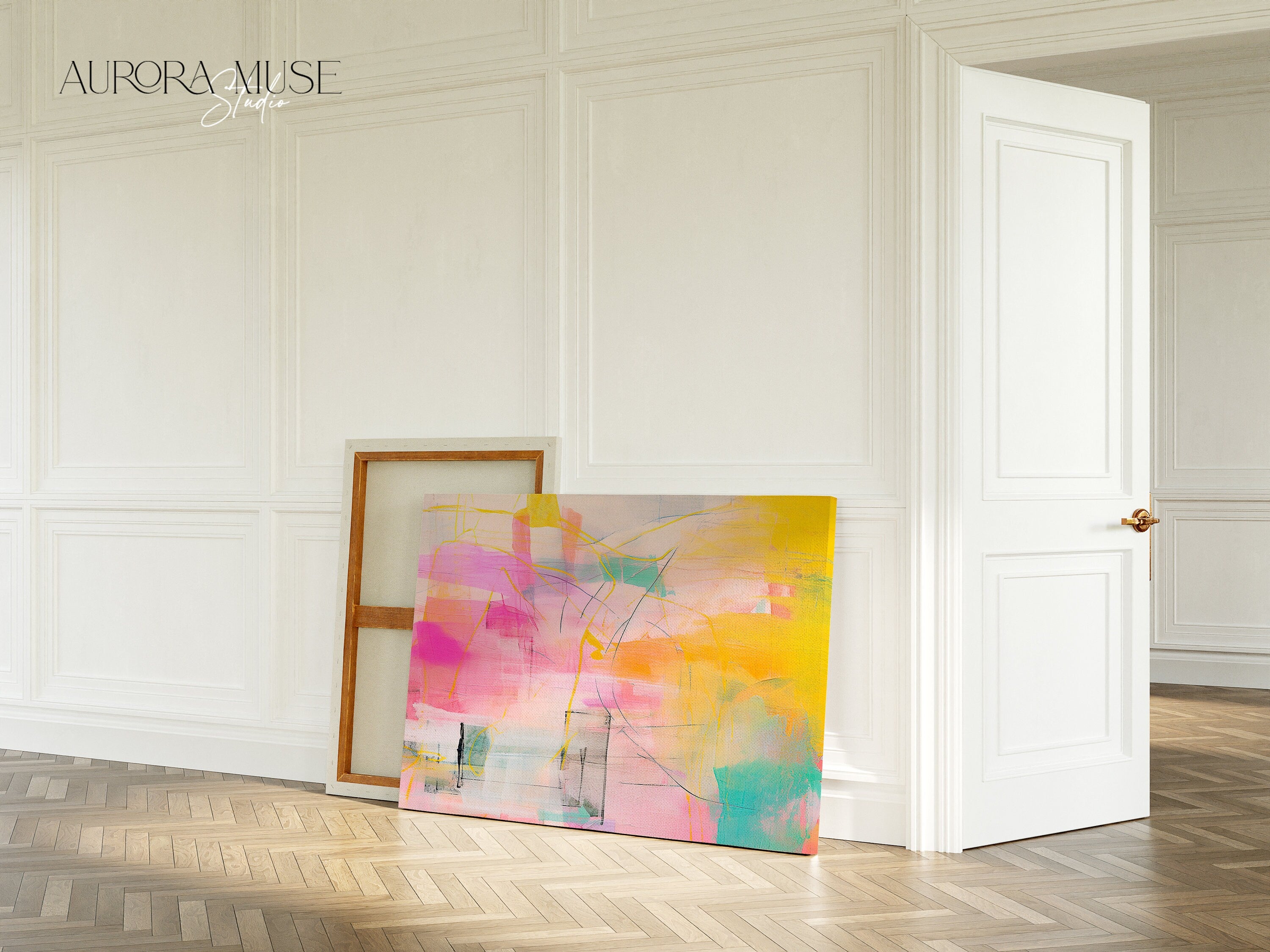 Wall art, abstract art print, large canvas art, giclee, modern abstract art, pink orange abstract art, Pink and Teal Art | Aurora Muse 065