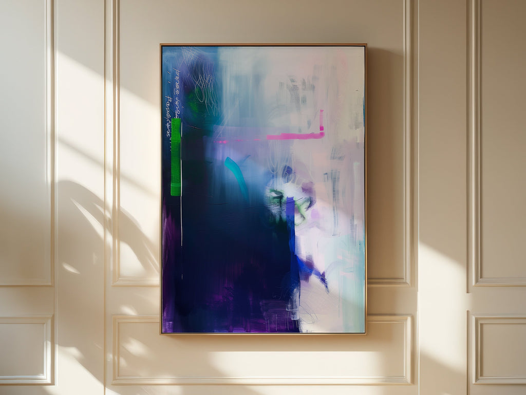 Purple Pink Canvas Wall art, Floating Frame Art, Giclee Print, Abstract Painting, Large Office Decor, Pop Dopamine Wall Art 324