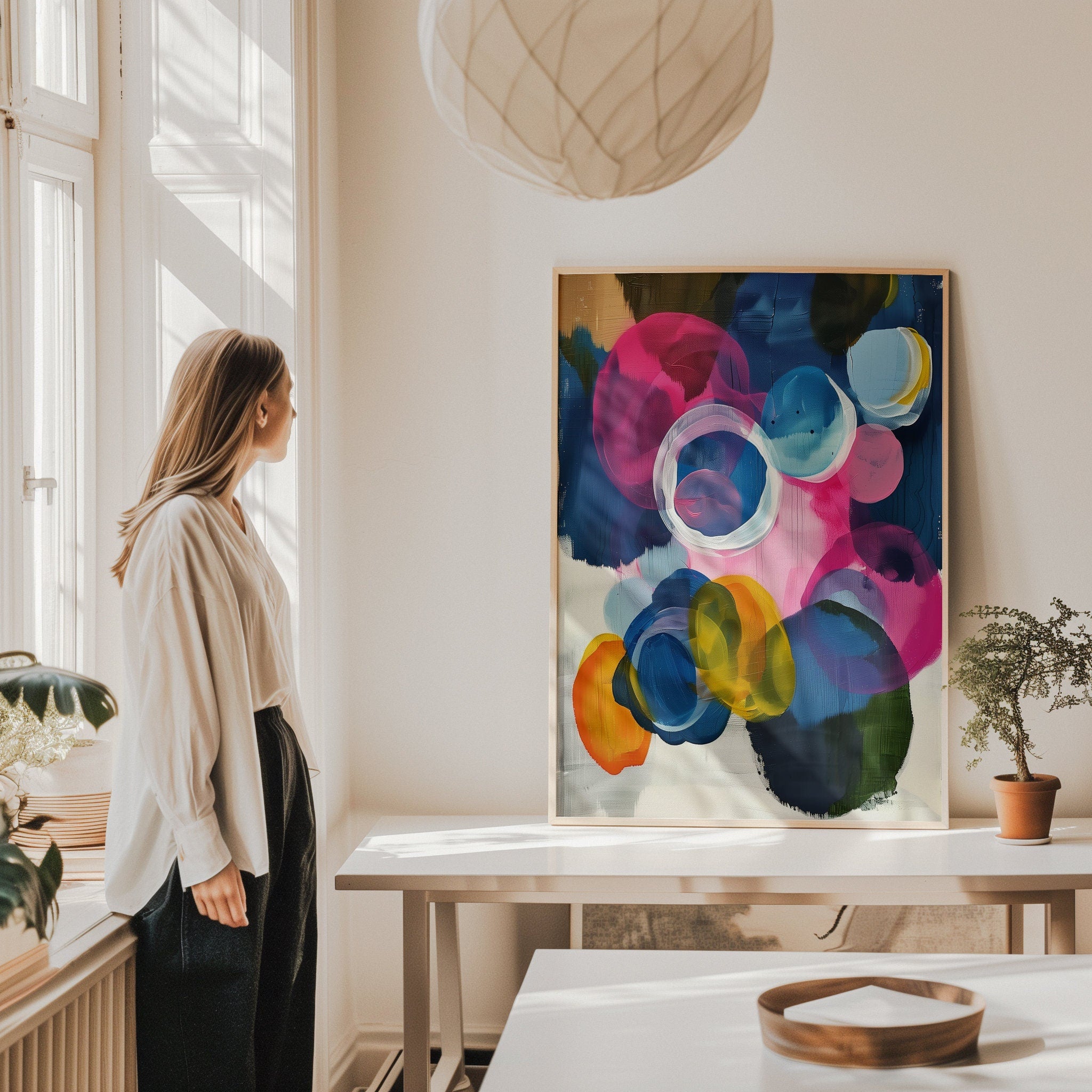 Vertical Canvas Wall Art Bold Pink Blue Yellow Abstract Painting Color Pop Dopamine Decor for Living Room Office or Gallery Walls 326 Wall art prints, abstract painting, colorful wall art, living room decor, modern art, canvas wall art, abstract wall art, modern wall art, abstract print, living room art, home wall decor, statement artwork, abstract canvas print, vibrant art, bold color wall art, large modern painting, art for designers, artistic wall decor, unique home accent