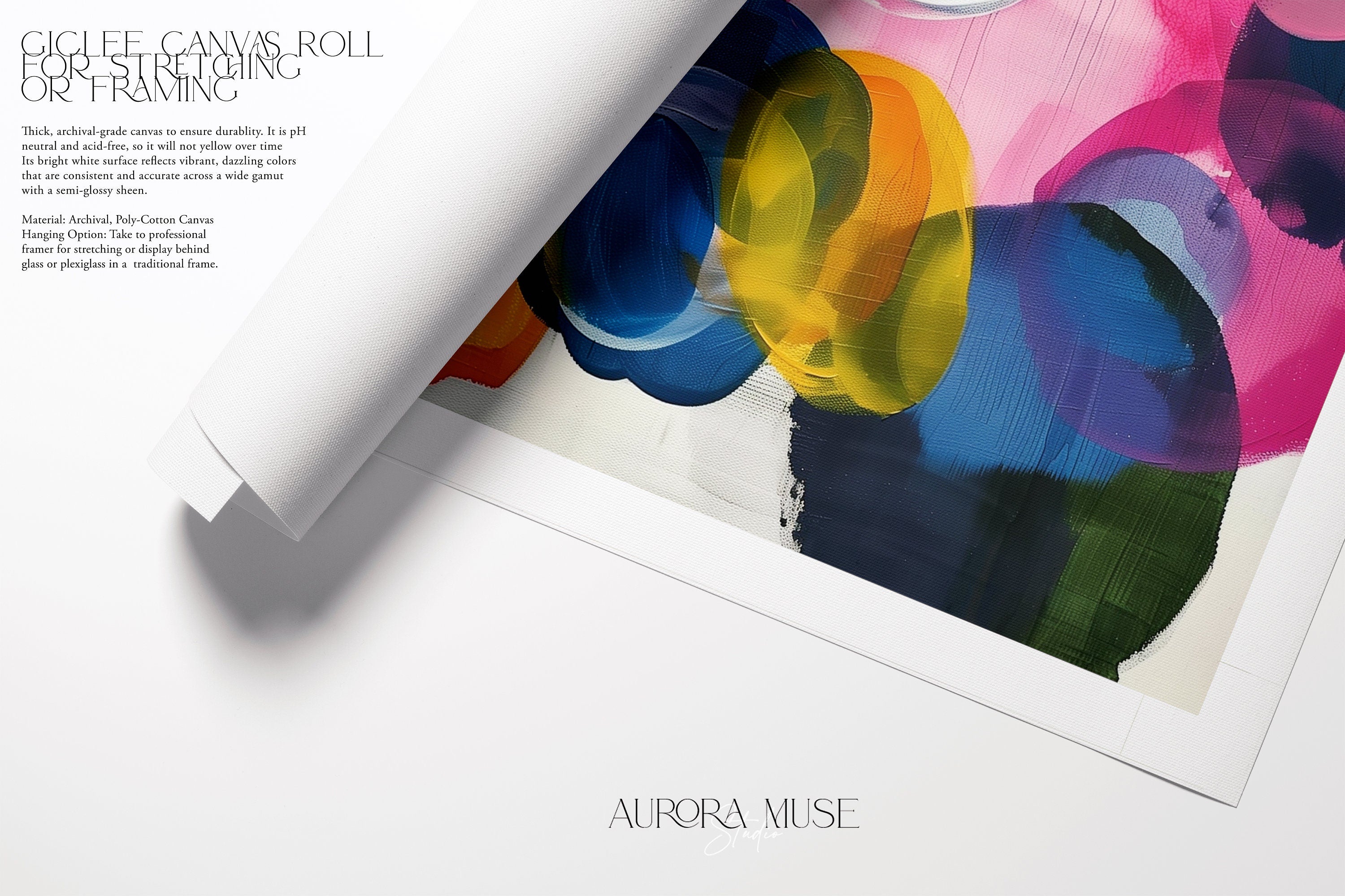 Large Art Print, Colorful Abstract Painting, Large Textured Art Gift with Pink, Blue, Yellow Colorful Home Decor | Aurora Muse 326