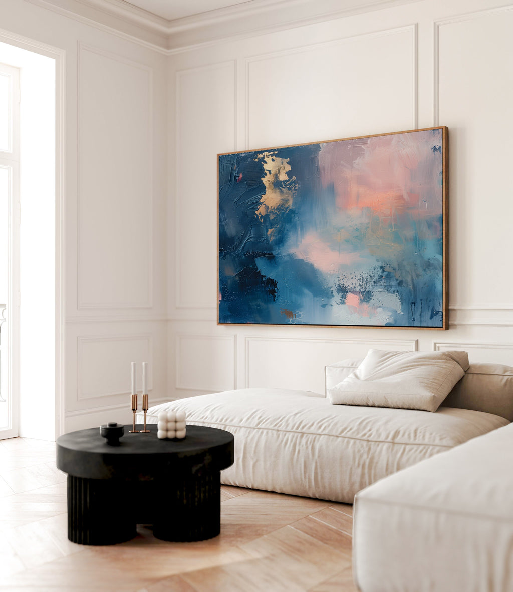 Wall art, abstract painting, large canvas art, giclee print, modern abstract art, art print, blue pink abstract art | Aurora Muse 328