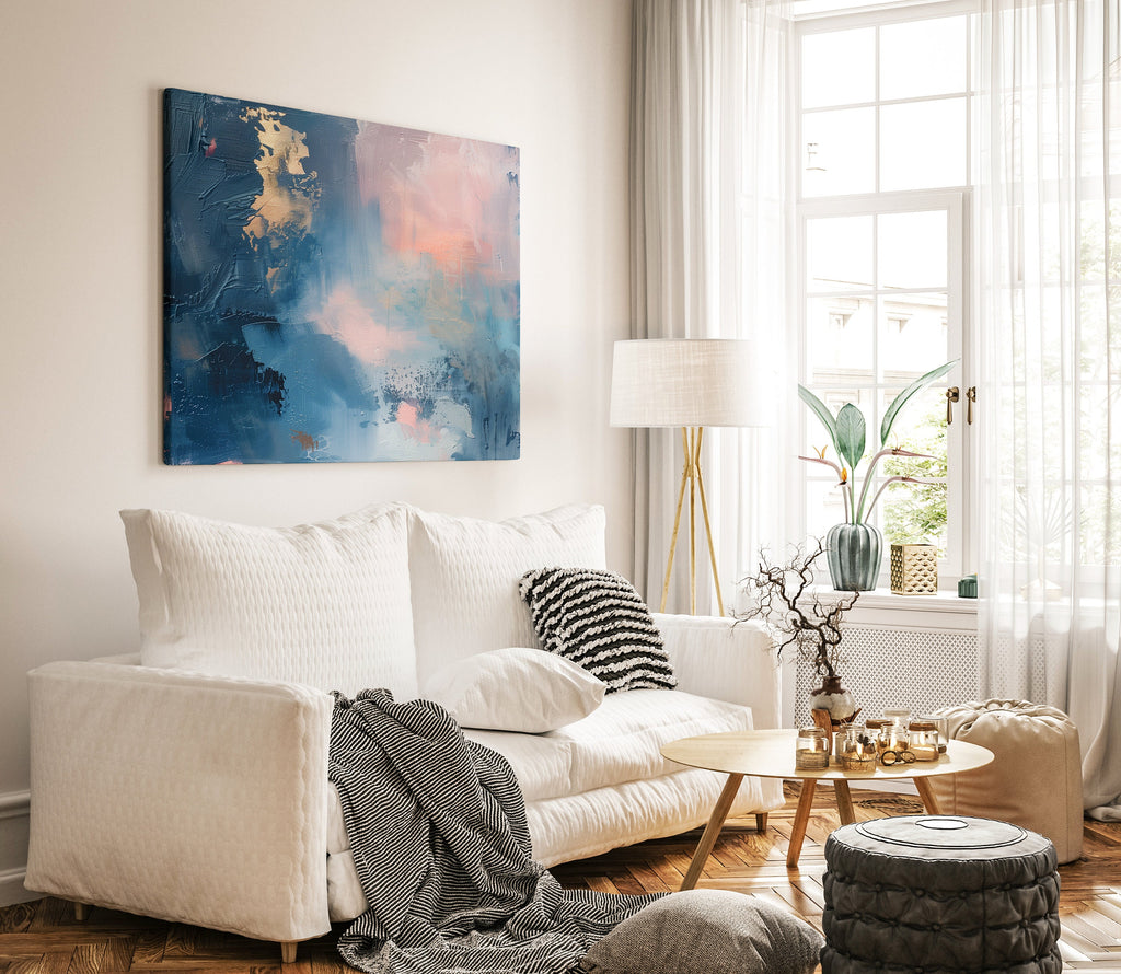 Wall art, abstract painting, large canvas art, giclee print, modern abstract art, art print, blue pink abstract art | Aurora Muse 328