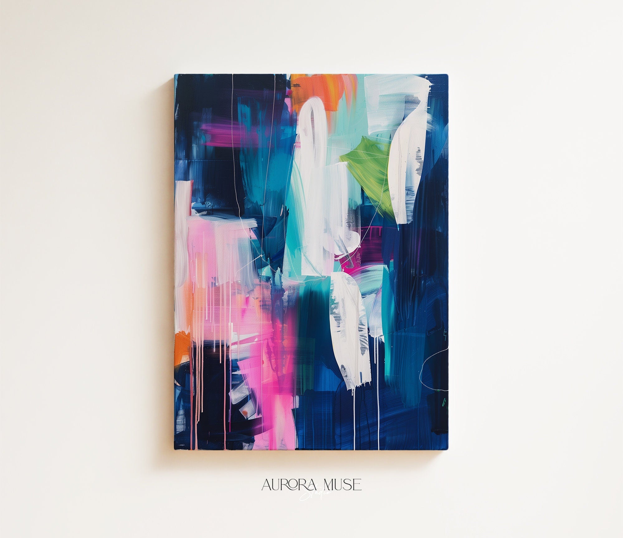 Bright, vivid and colourful abstract print, Funky multicolour abstract art, modern wall art | Aurora Muse 335