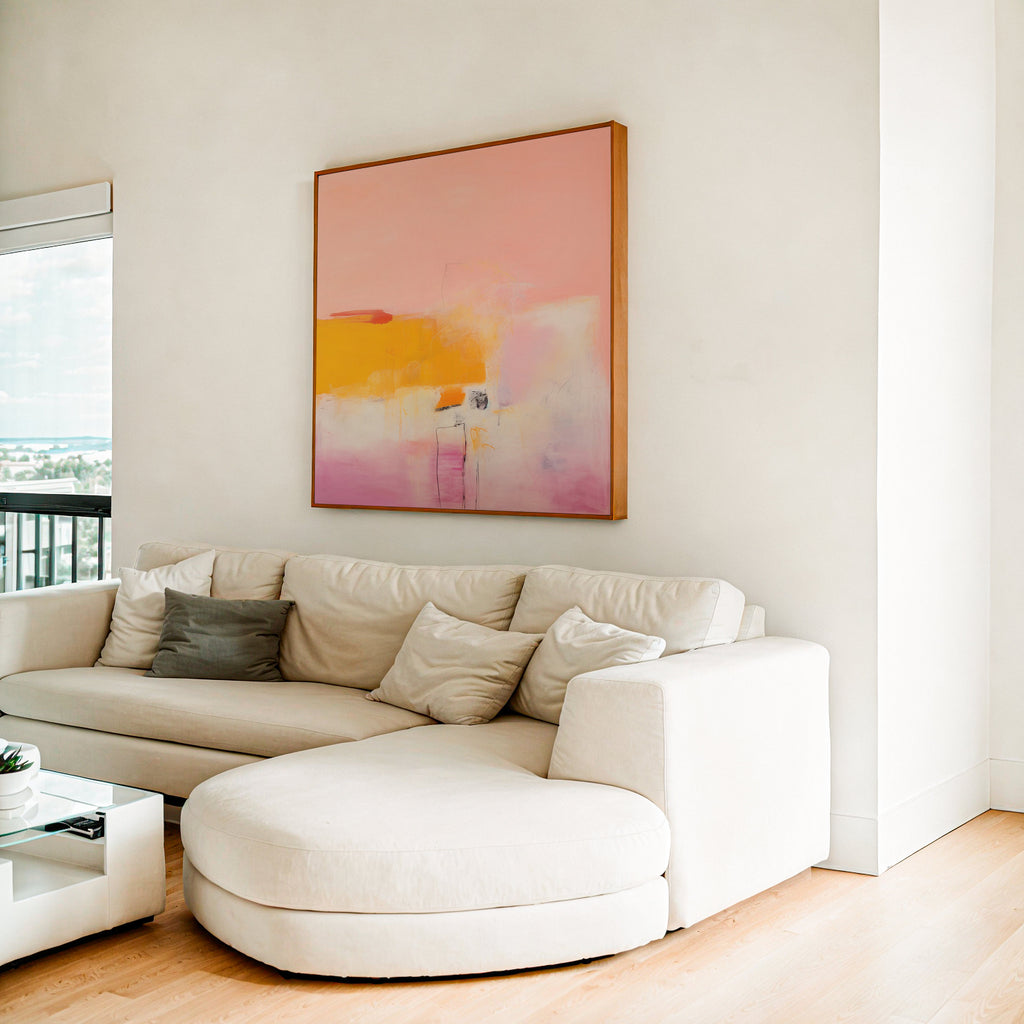 Wall art, abstract painting, large canvas art, giclee print, modern abstract art, art print, pink orange abstract art | Aurora Muse 070