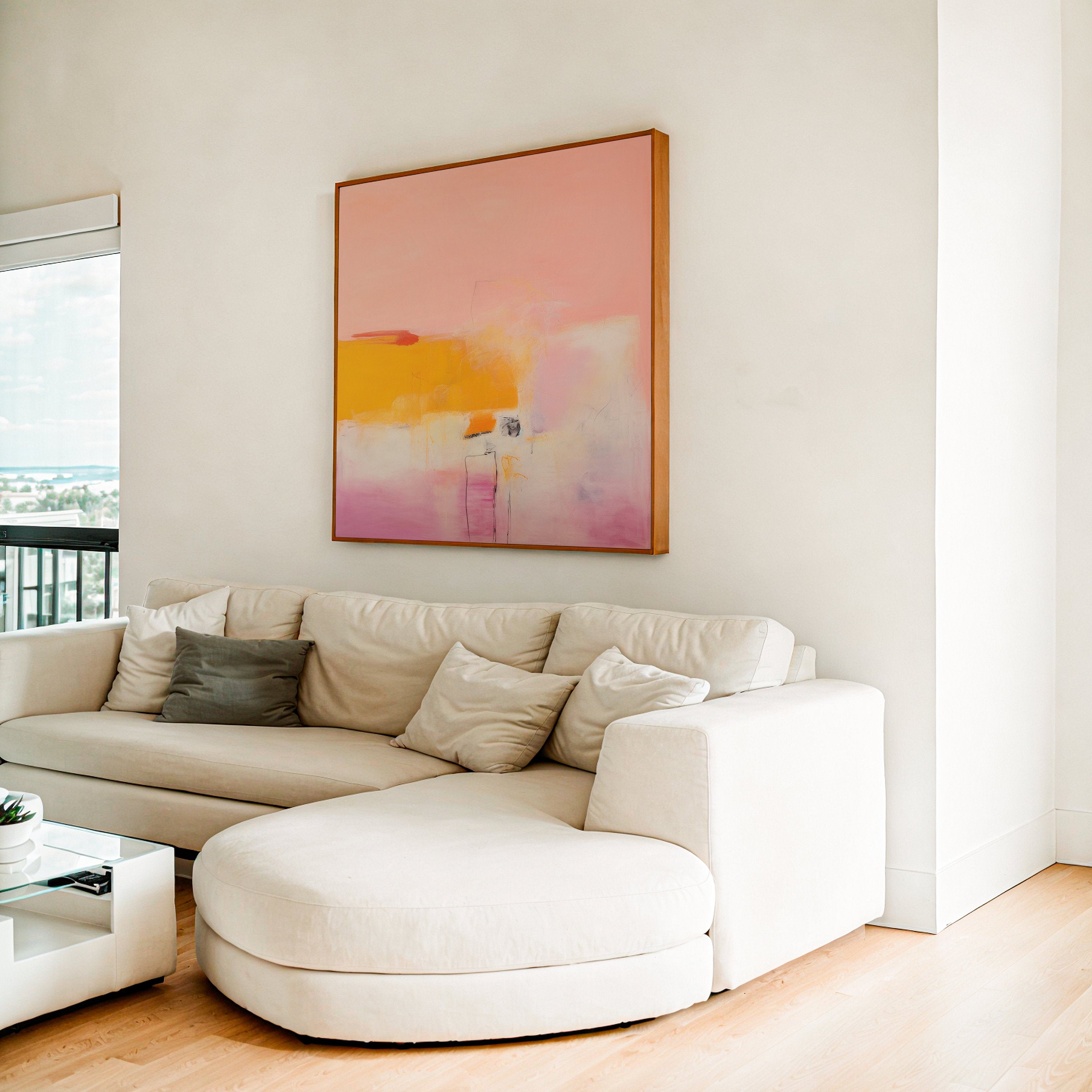 Wall art, abstract painting, large canvas art, giclee print, modern abstract art, art print, pink orange abstract art | Aurora Muse 070
