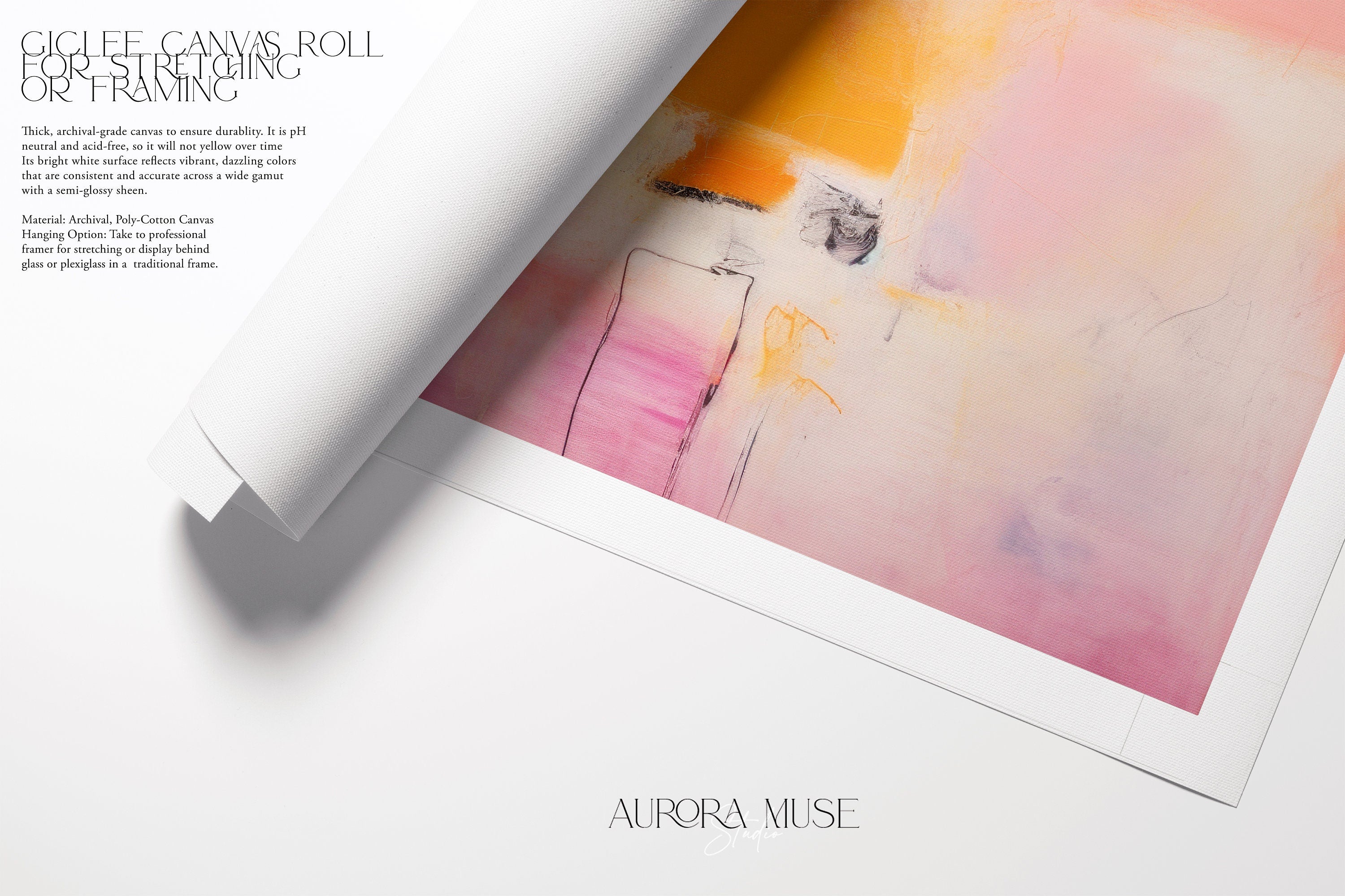 Wall art, abstract painting, large canvas art, giclee print, modern abstract art, art print, pink orange abstract art | Aurora Muse 070
