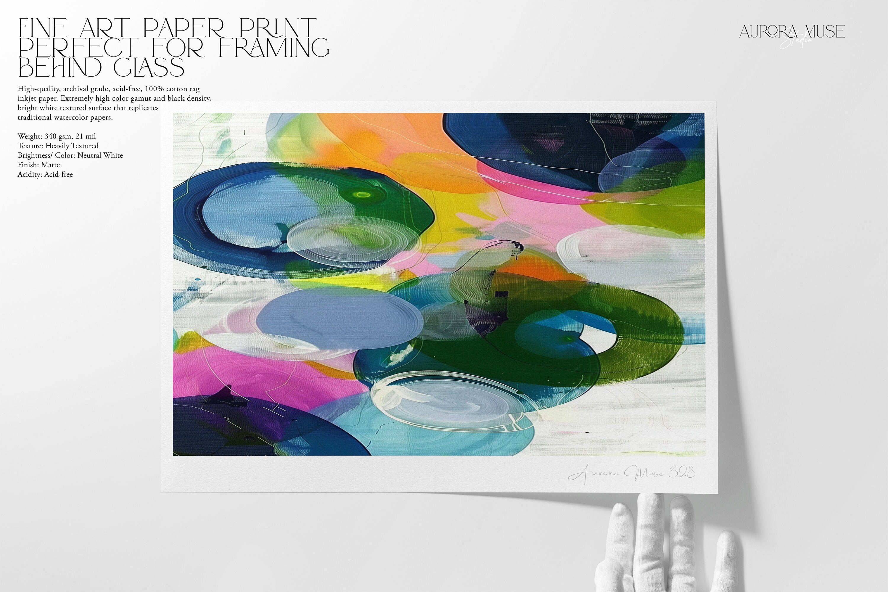 Large Art Print, Colorful Abstract Painting, Framed Large Art, Pink, Blue, Yellow Colorful Home Decor | Aurora Muse 328