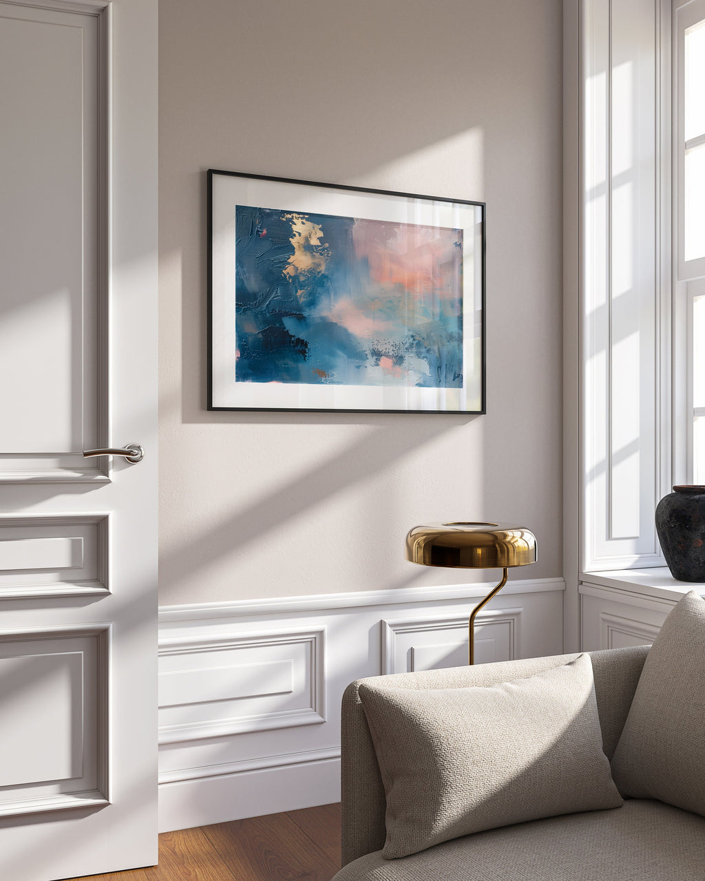 Wall art, abstract painting, large canvas art, giclee print, modern abstract art, art print, blue pink abstract art | Aurora Muse 328