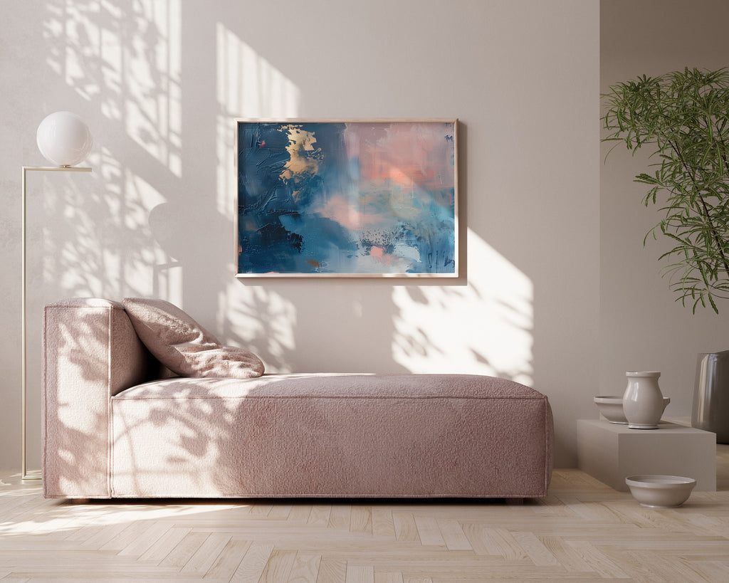 Wall art, abstract painting, large canvas art, giclee print, modern abstract art, art print, blue pink abstract art | Aurora Muse 328