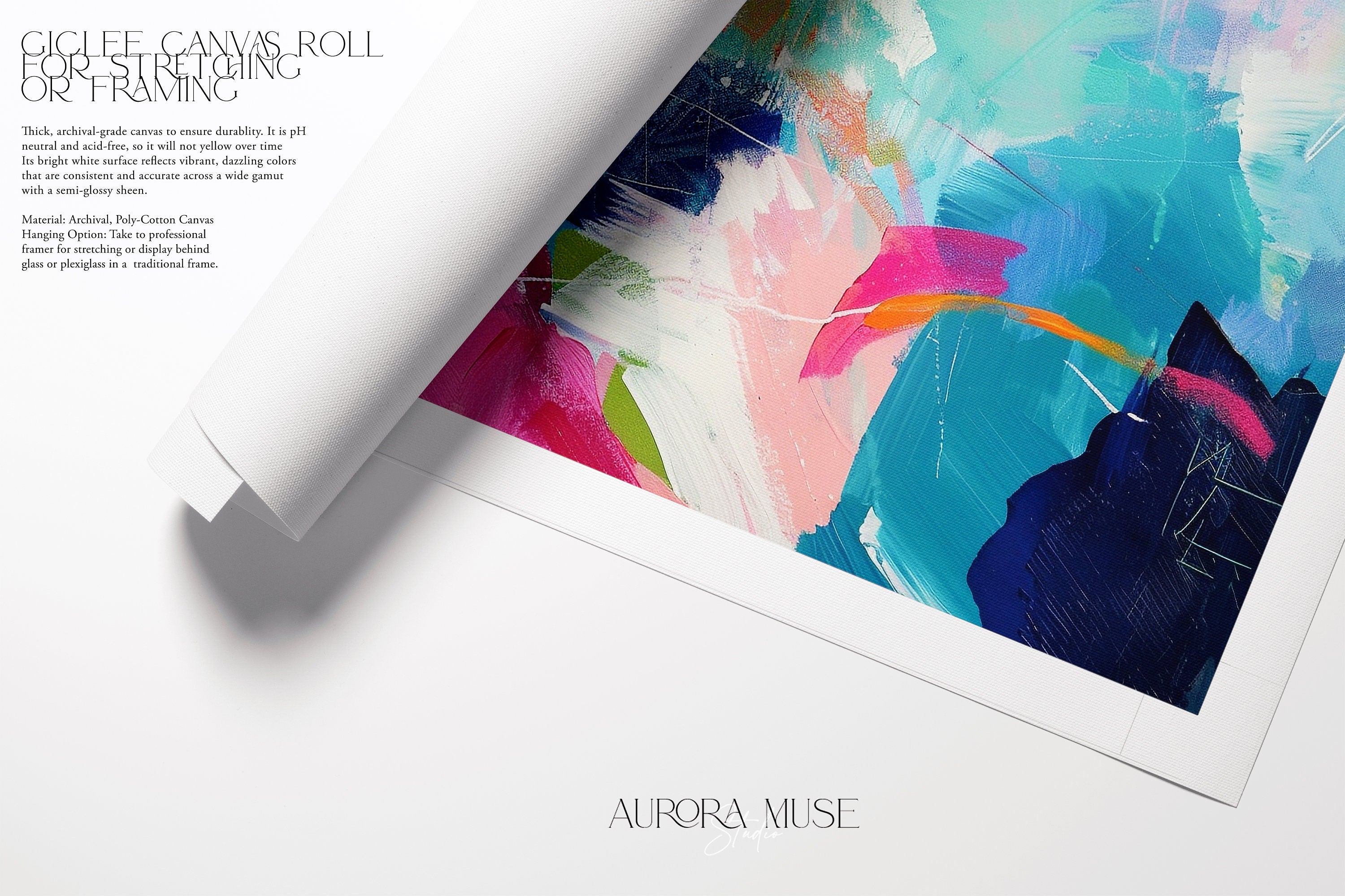 Fun vivid and colorful Abstract painting print, Vibrant bright blue and multicolor abstract wall art, Eclectic wall decor | Aurora Muse 334