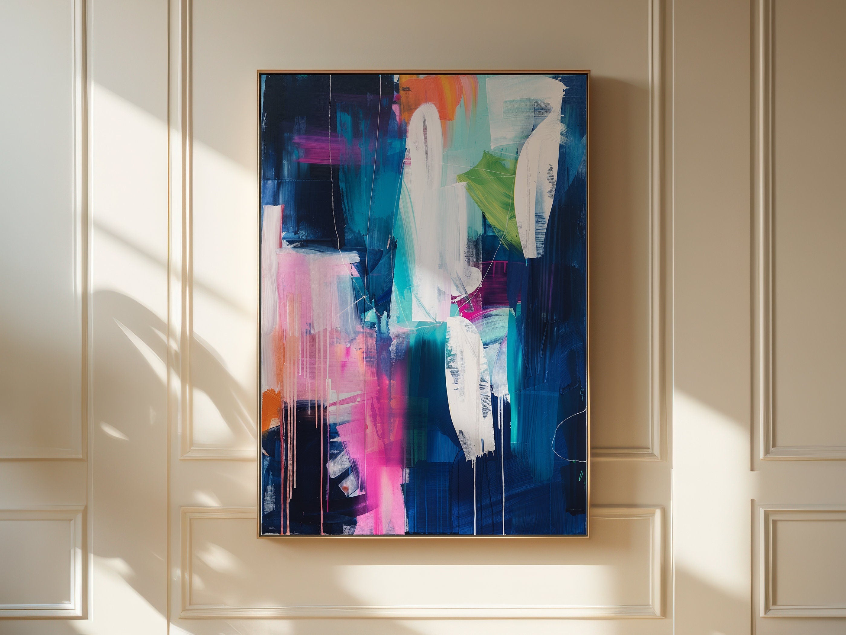 Bright, vivid and colourful abstract print, Funky multicolour abstract art, modern wall art | Aurora Muse 335